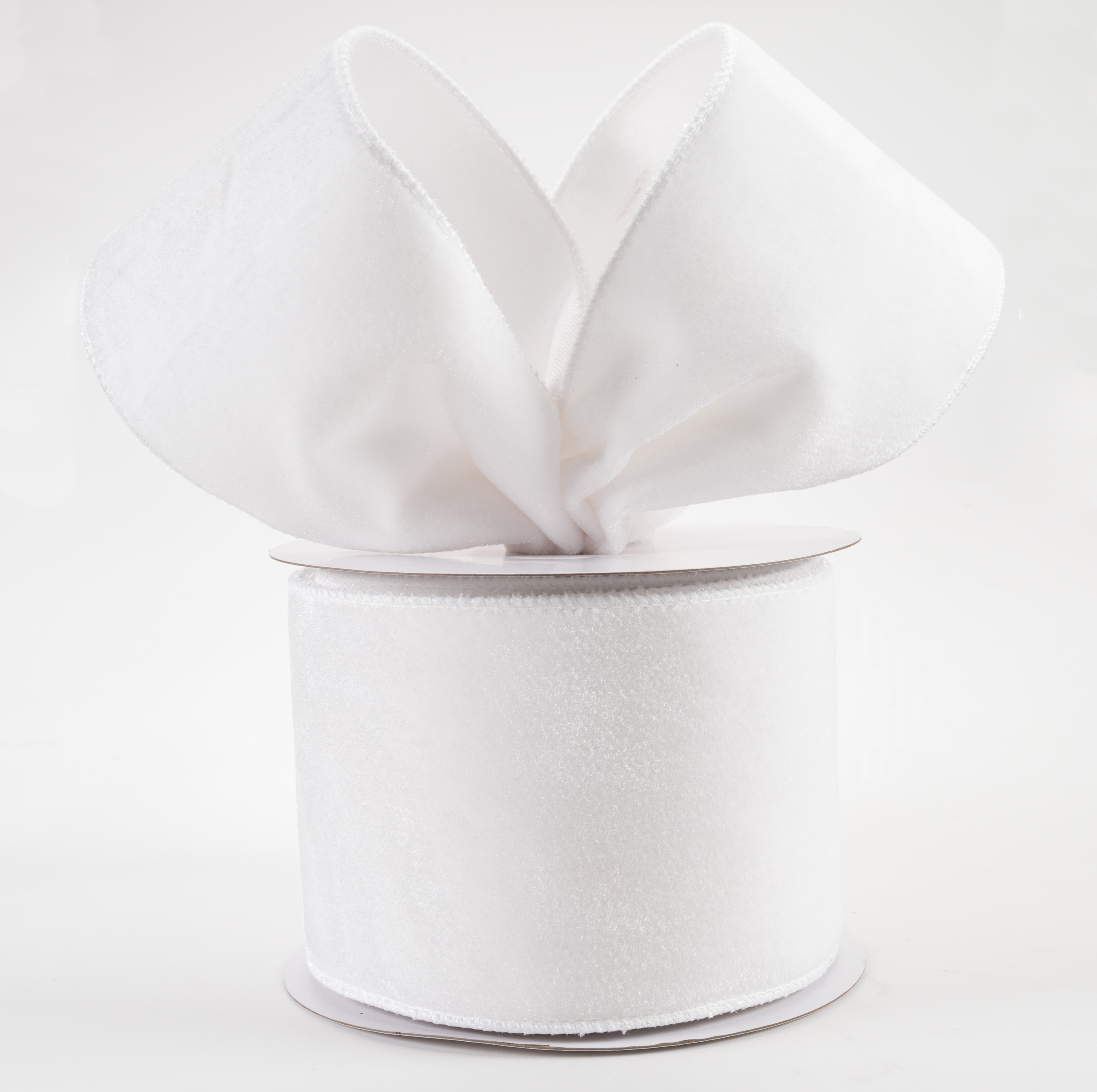 4" Deluxe Velvet Satin Backing Ribbon: White (10 Yards) Lifestyle Photo