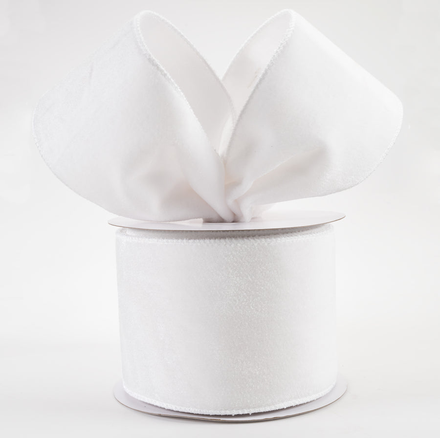 4" Deluxe Velvet Satin Backing Ribbon: White (10 Yards) Lifestyle Photo