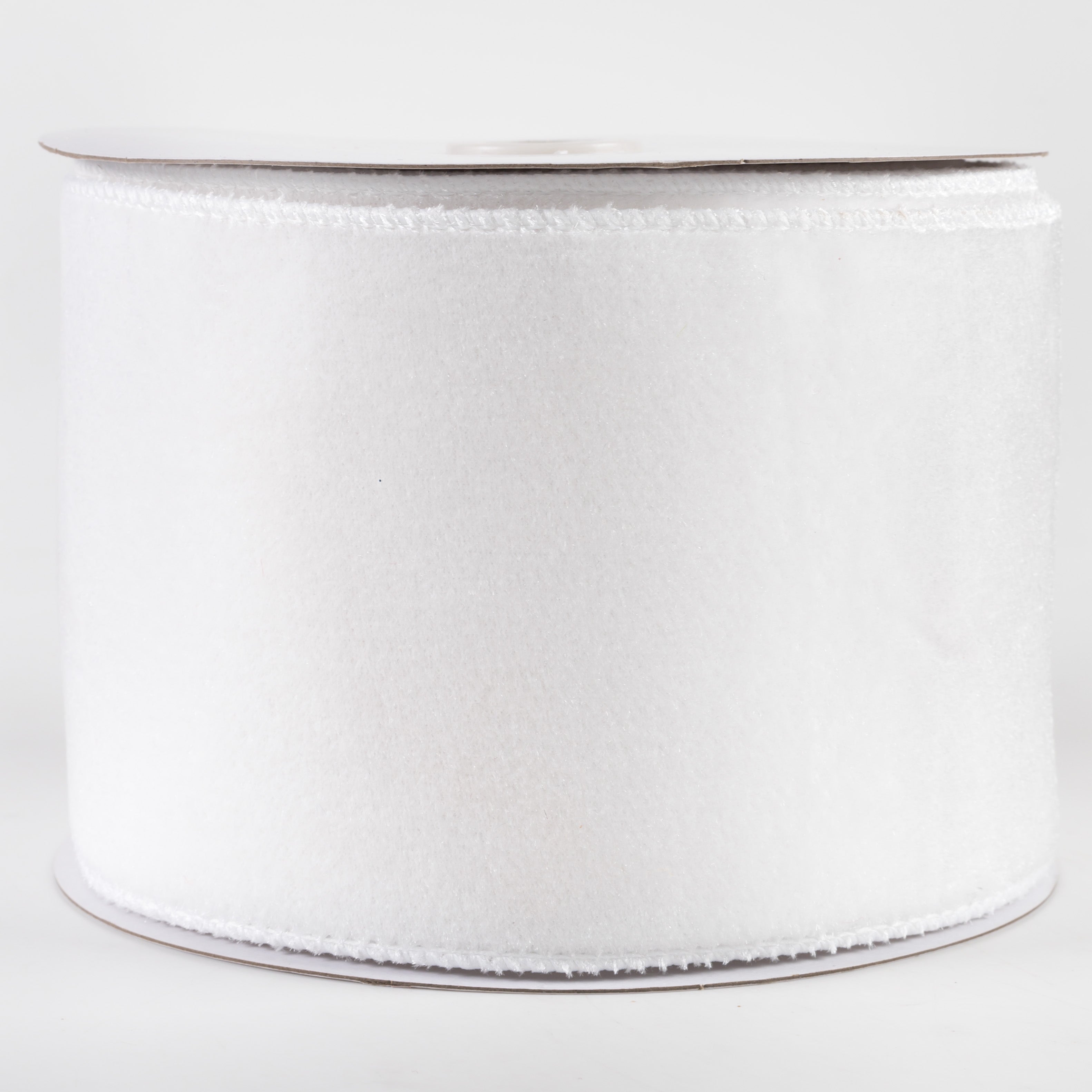 4" Deluxe Velvet Satin Backing Ribbon: White (10 Yards)