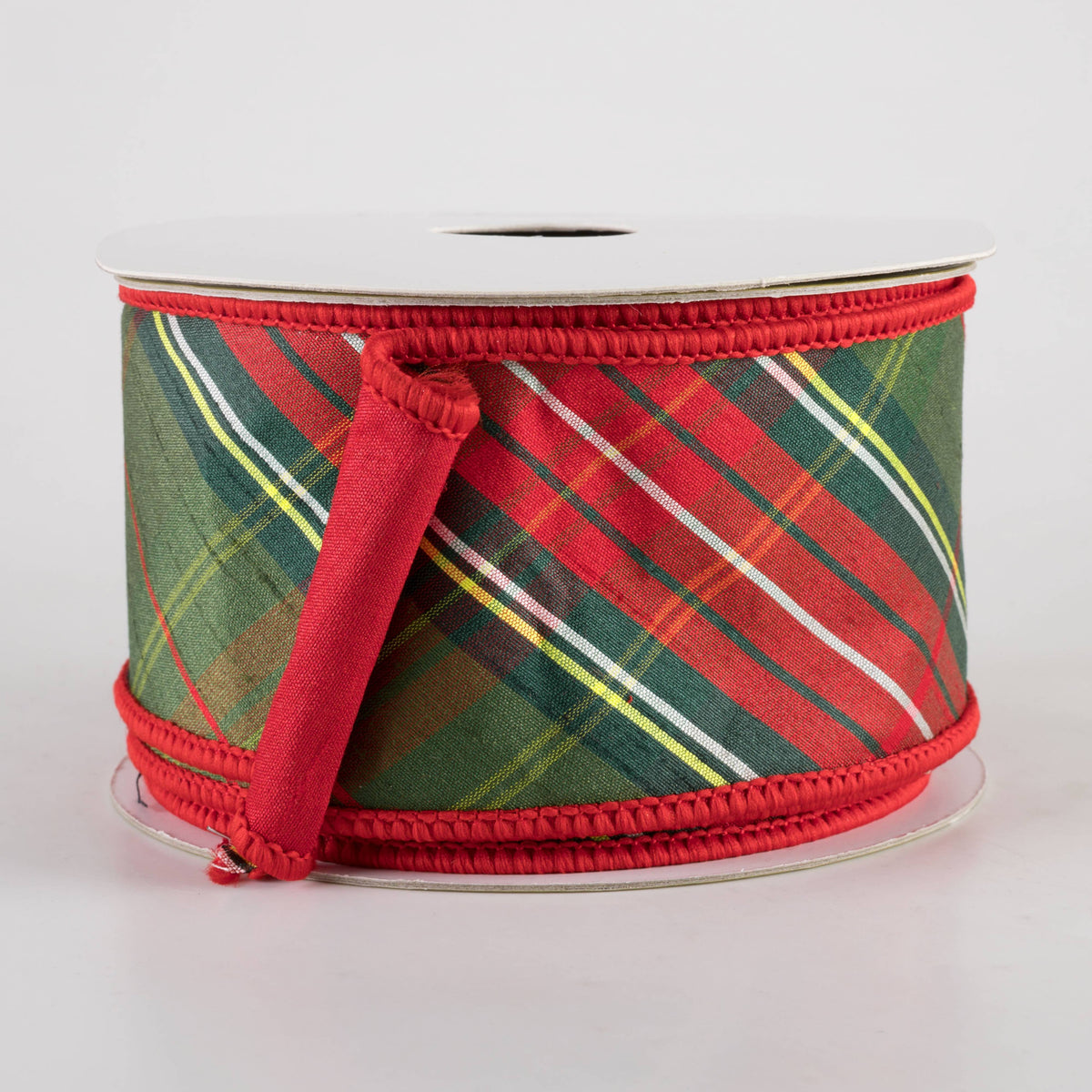 4 Inch Green Ribbon Reliant Ribbon Dupioni Plaid Wired Edge - 4 Inch X ...