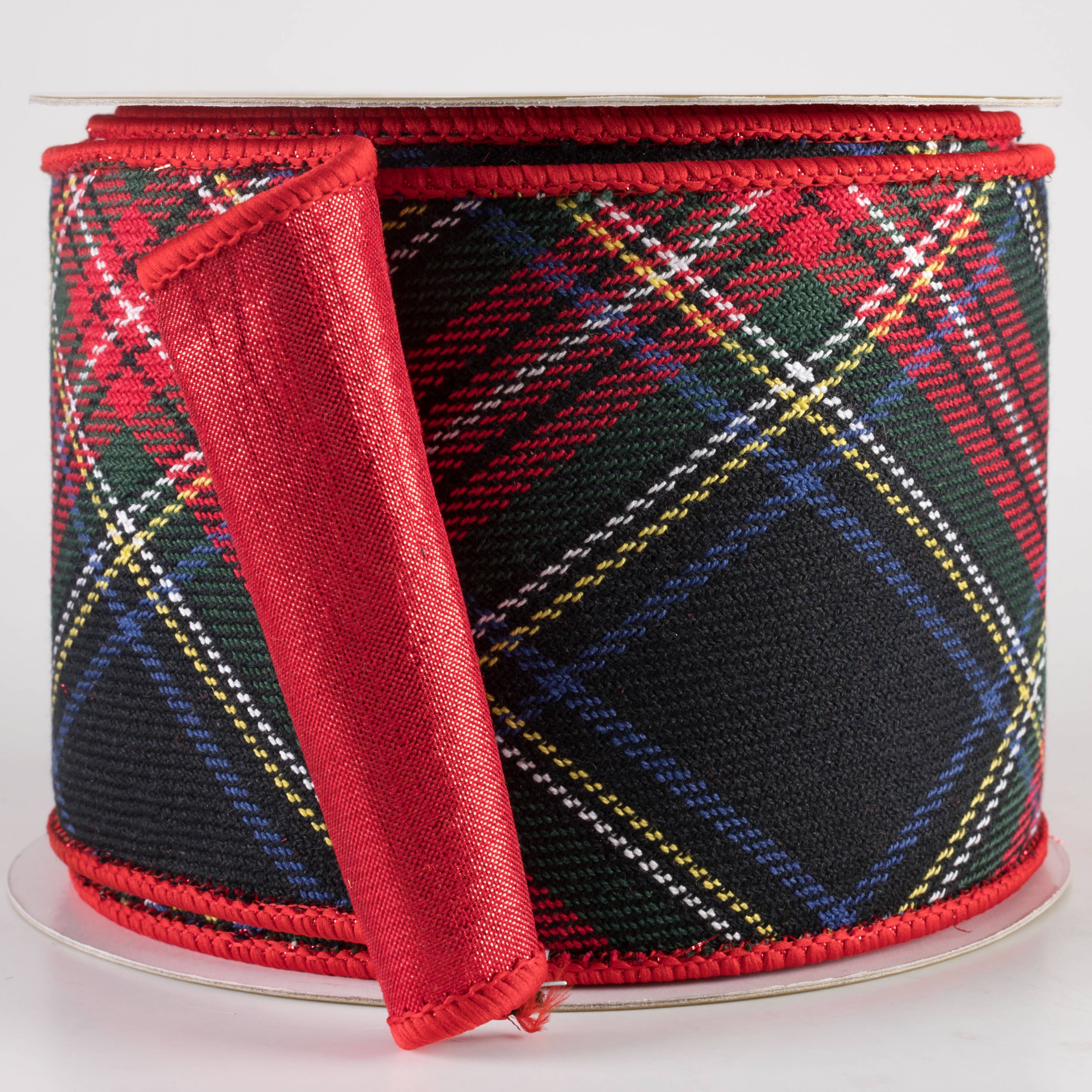 4" Designer Double Sided Plaid Ribbon: Red, Green & Navy (10 Yards) Item Number: 236883