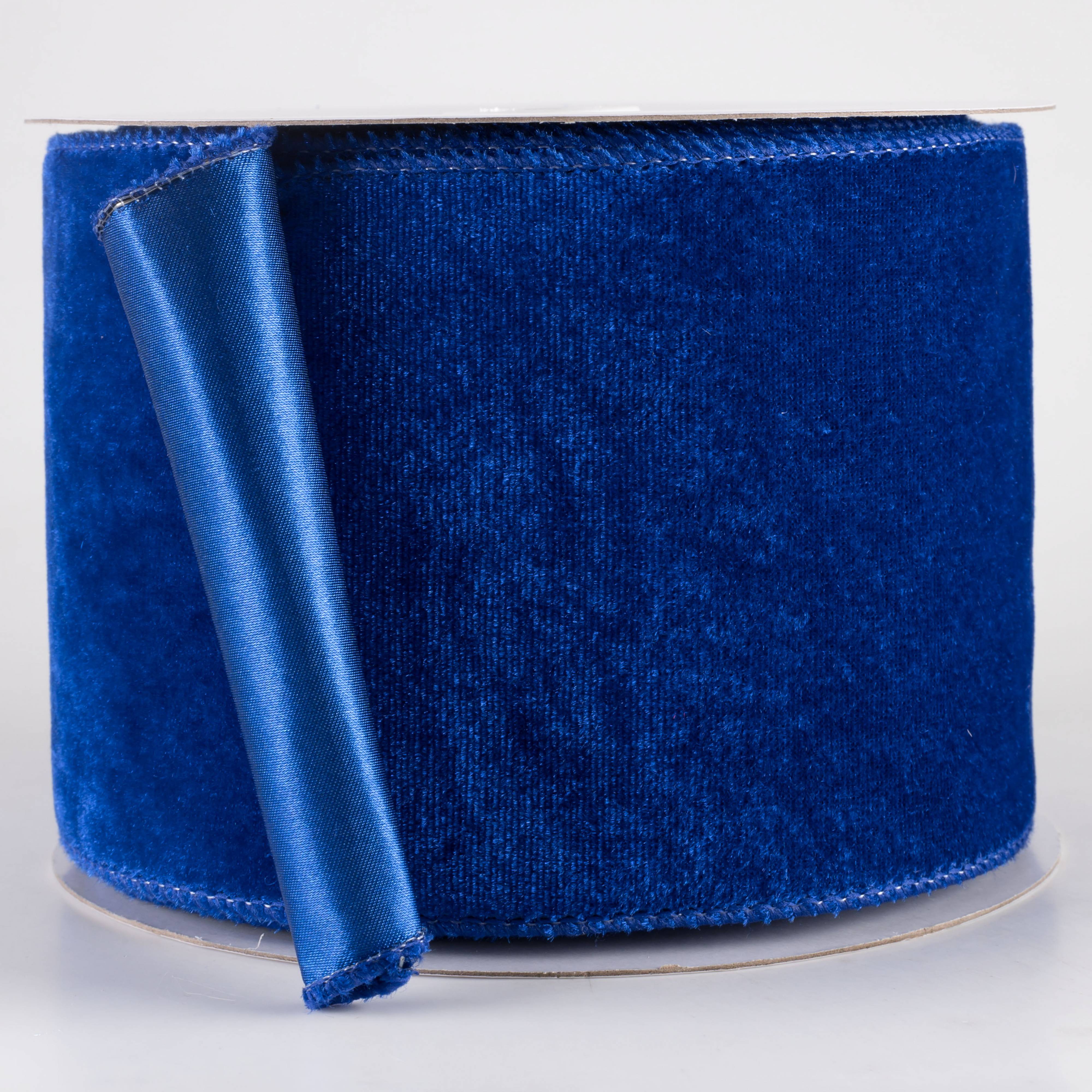 4" Deluxe Velvet Satin Backing Ribbon: Royal Blue (10 Yards)