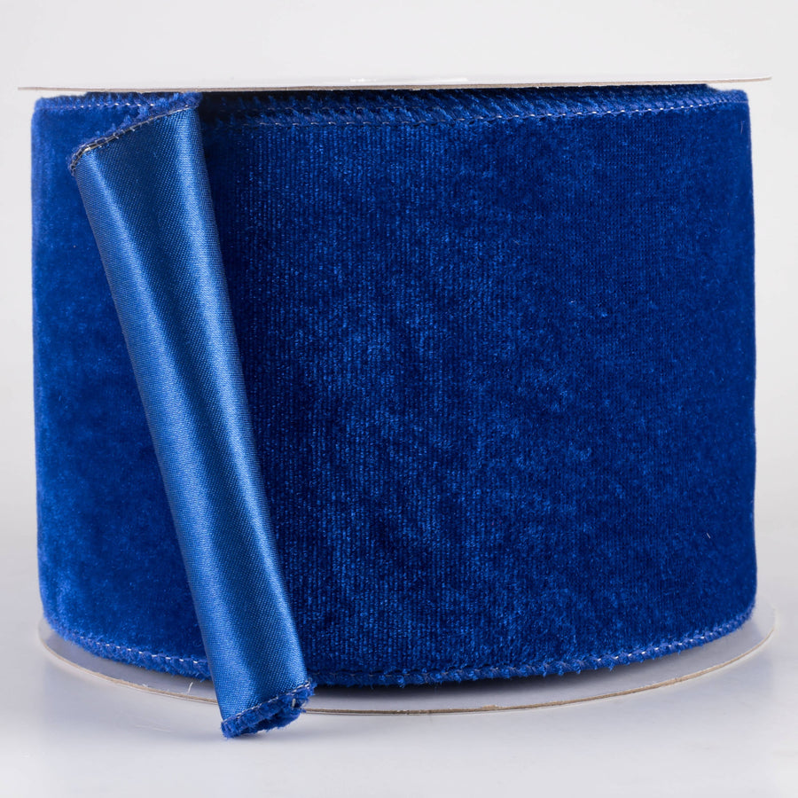 4" Deluxe Velvet Satin Backing Ribbon: Royal Blue (10 Yards)