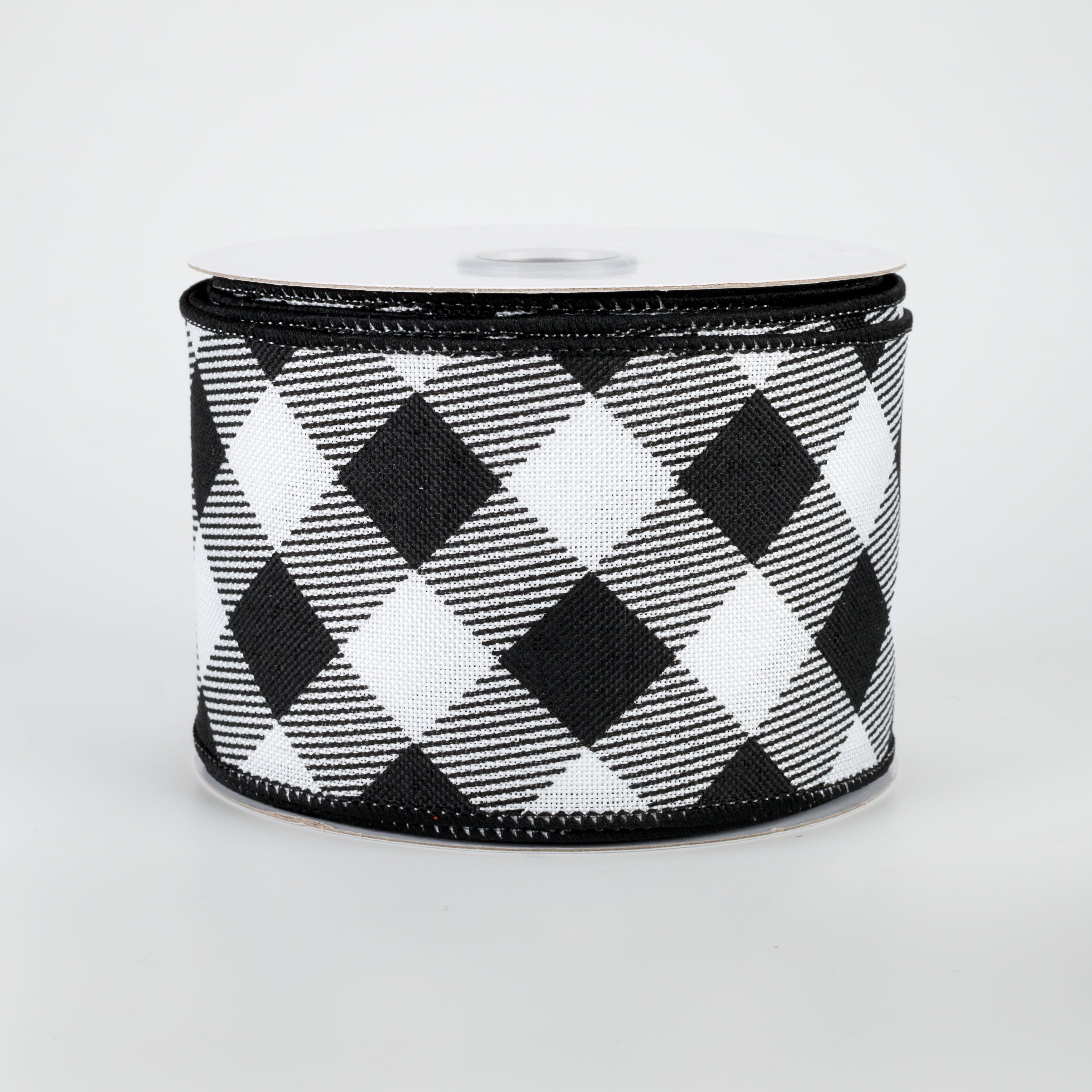 2.5" Diagonal Check Ribbon: Black & White (10 Yards)