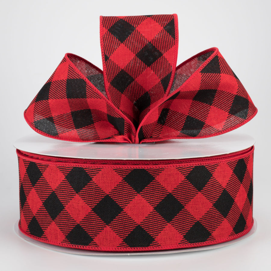 2.5" Diagonal Check Ribbon: Red & Black (50 Yards) Lifestyle Photo