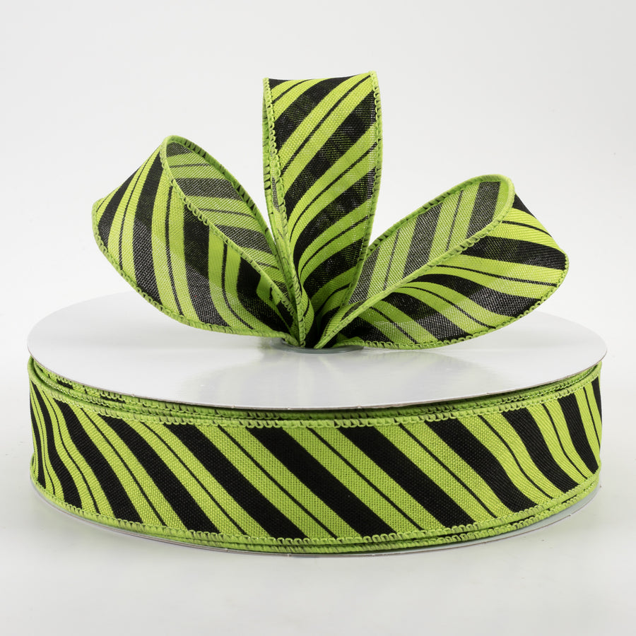 1.5" Diagonal Line Ribbon: Fresh Green & Black (50 Yards) Lifestyle Photo