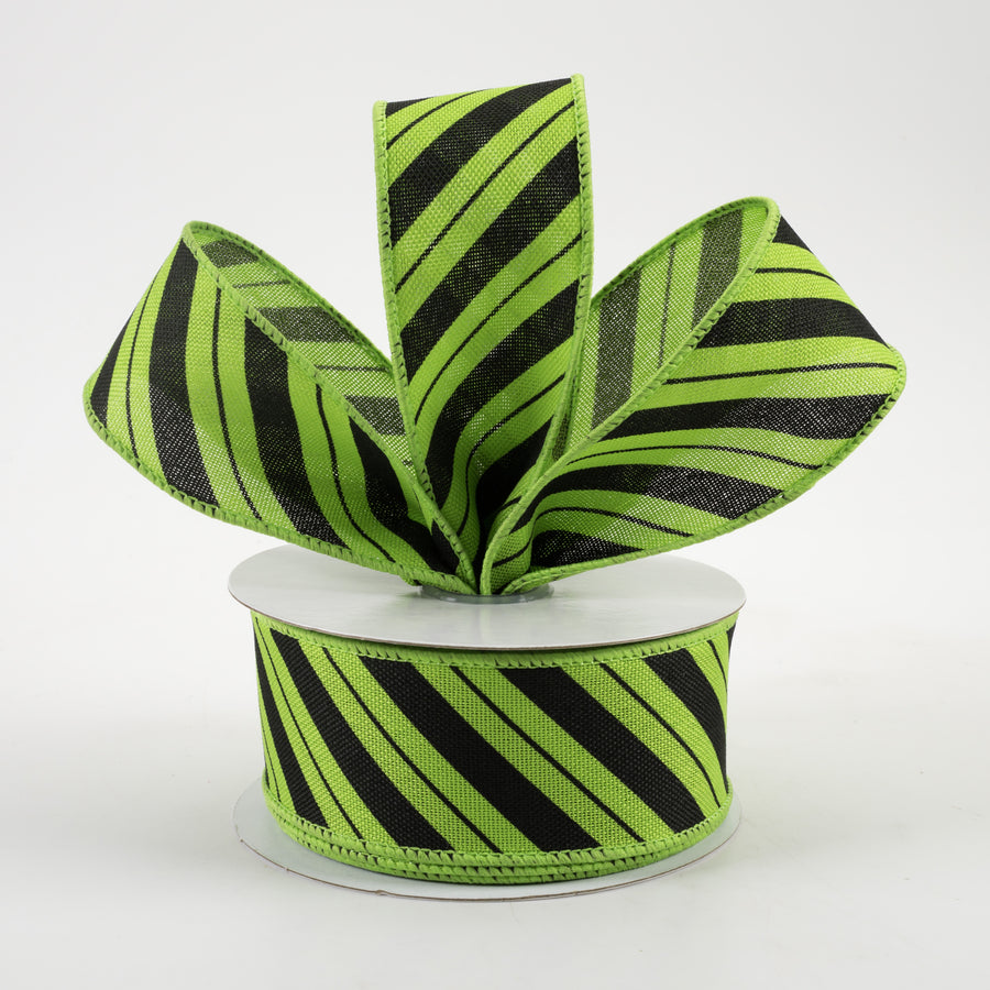 1.5" Diagonal Line Ribbon: Fresh Green & Black (10 Yards) Lifestyle Photo