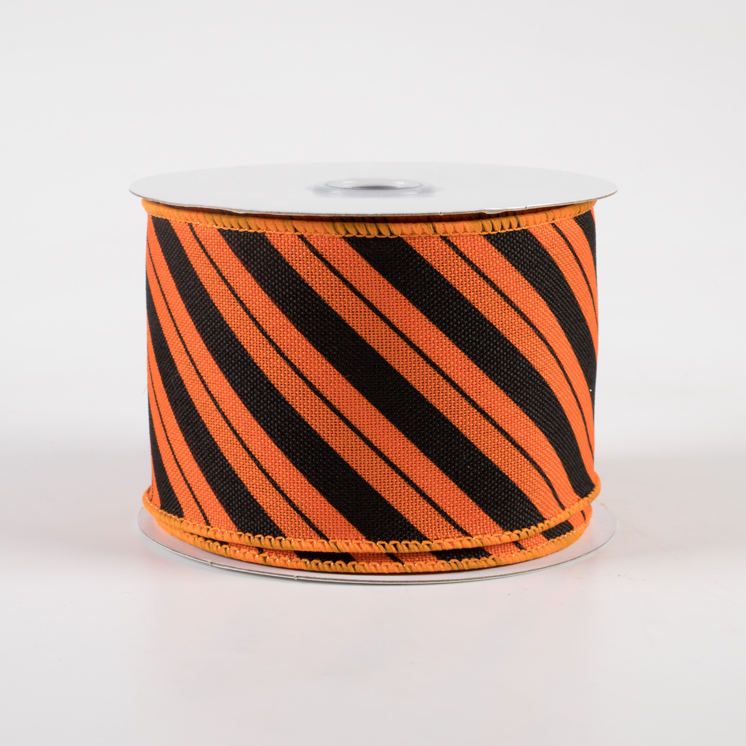 2.5" Diagonal Line Ribbon: Orange & Black (10 Yards)