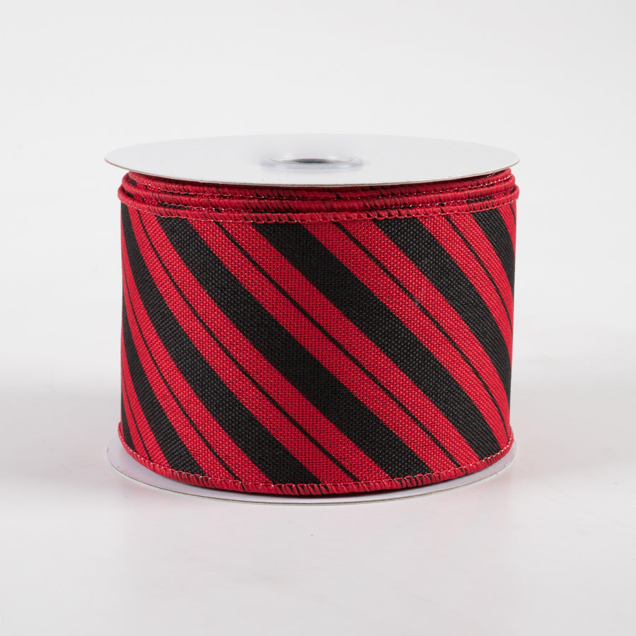 2.5" Diagonal Line Ribbon: Red & Black (10 Yards)
