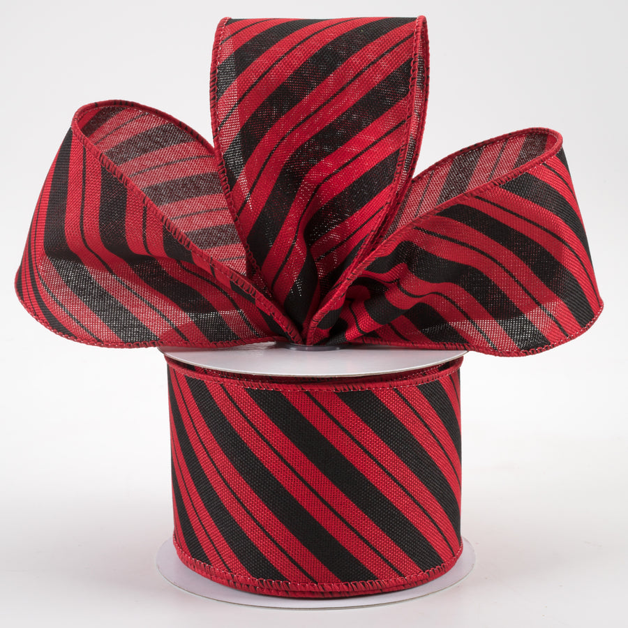 2.5" Diagonal Line Ribbon: Red & Black (10 Yards) Lifestyle Photo