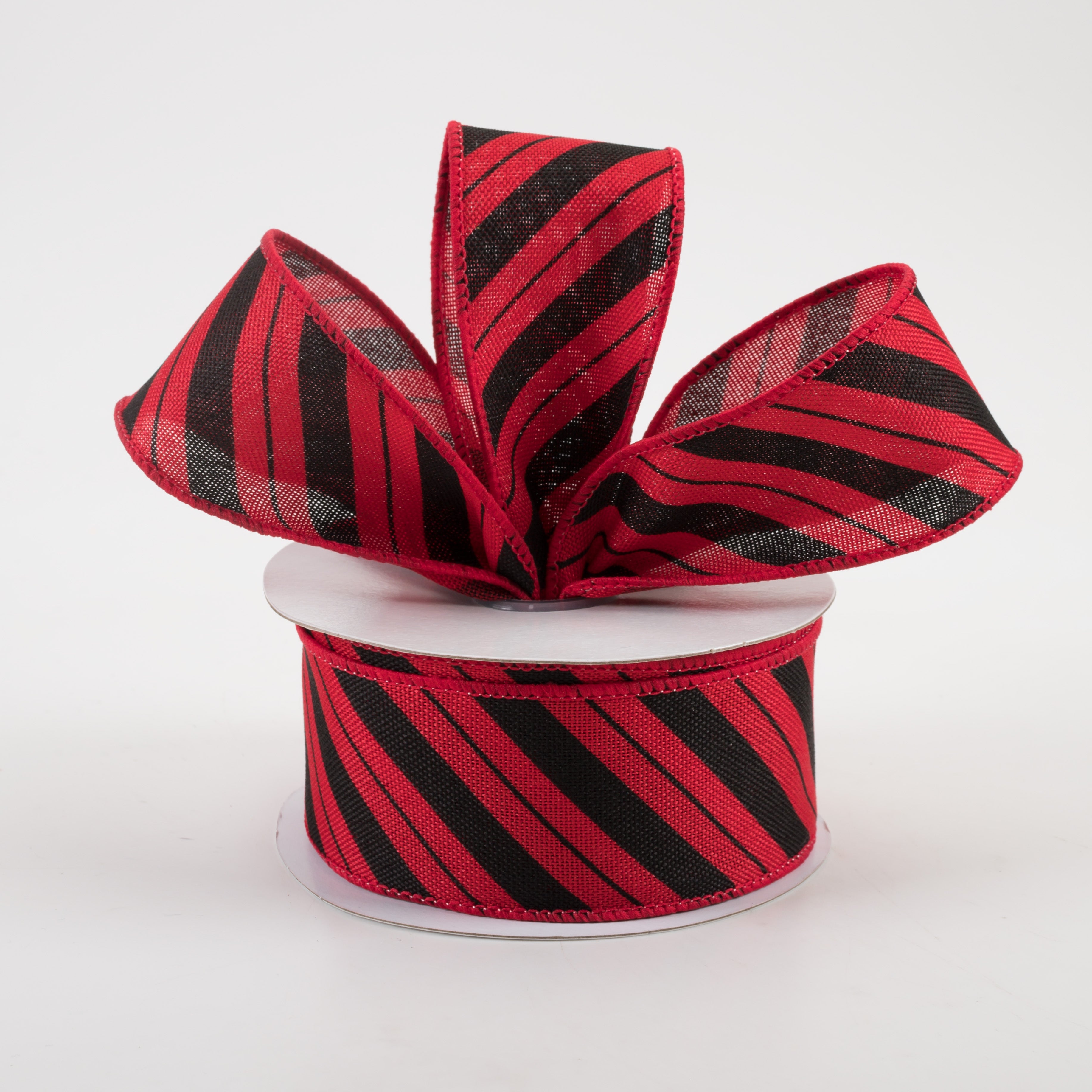 1.5" Diagonal Line Ribbon: Red & Black (10 Yards) Lifestyle Photo