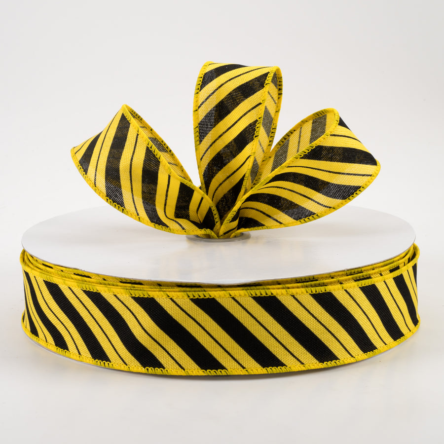 1.5" Diagonal Line Ribbon: Yellow & Black (50 Yards) Lifestyle Photo