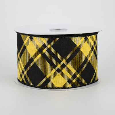 2.5" Diagonal Stripe Check Ribbon: Yellow & Black (10 Yards)
