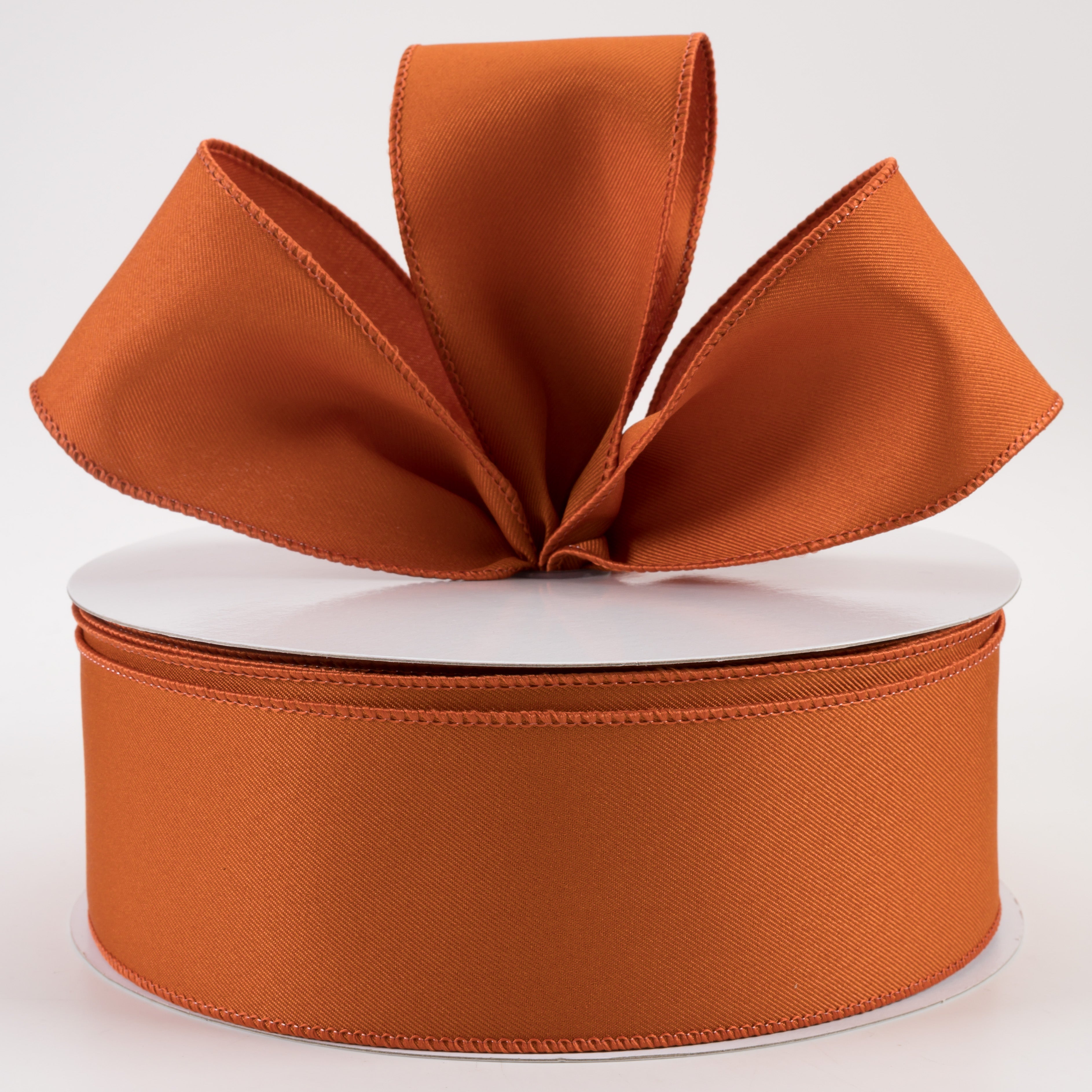 2.5" Diagonal Weave Fabric Ribbon: Autumn Orange (50 Yards) Lifestyle Photo