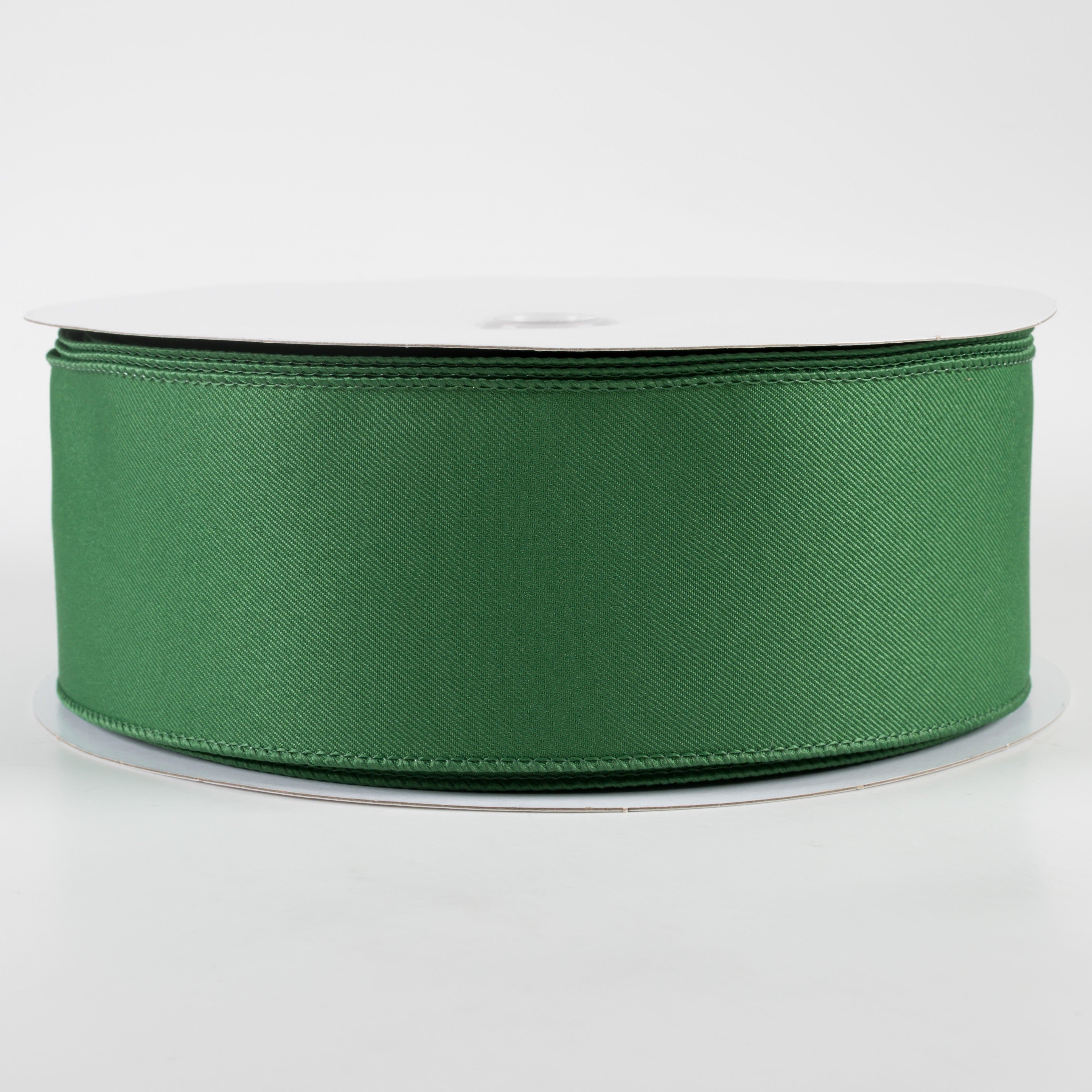 2.5" Diagonal Weave Fabric Ribbon: Emerald Green (50 Yards)