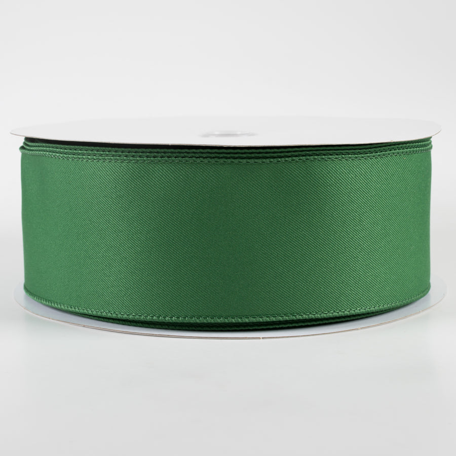 2.5" Diagonal Weave Fabric Ribbon: Emerald Green (50 Yards)