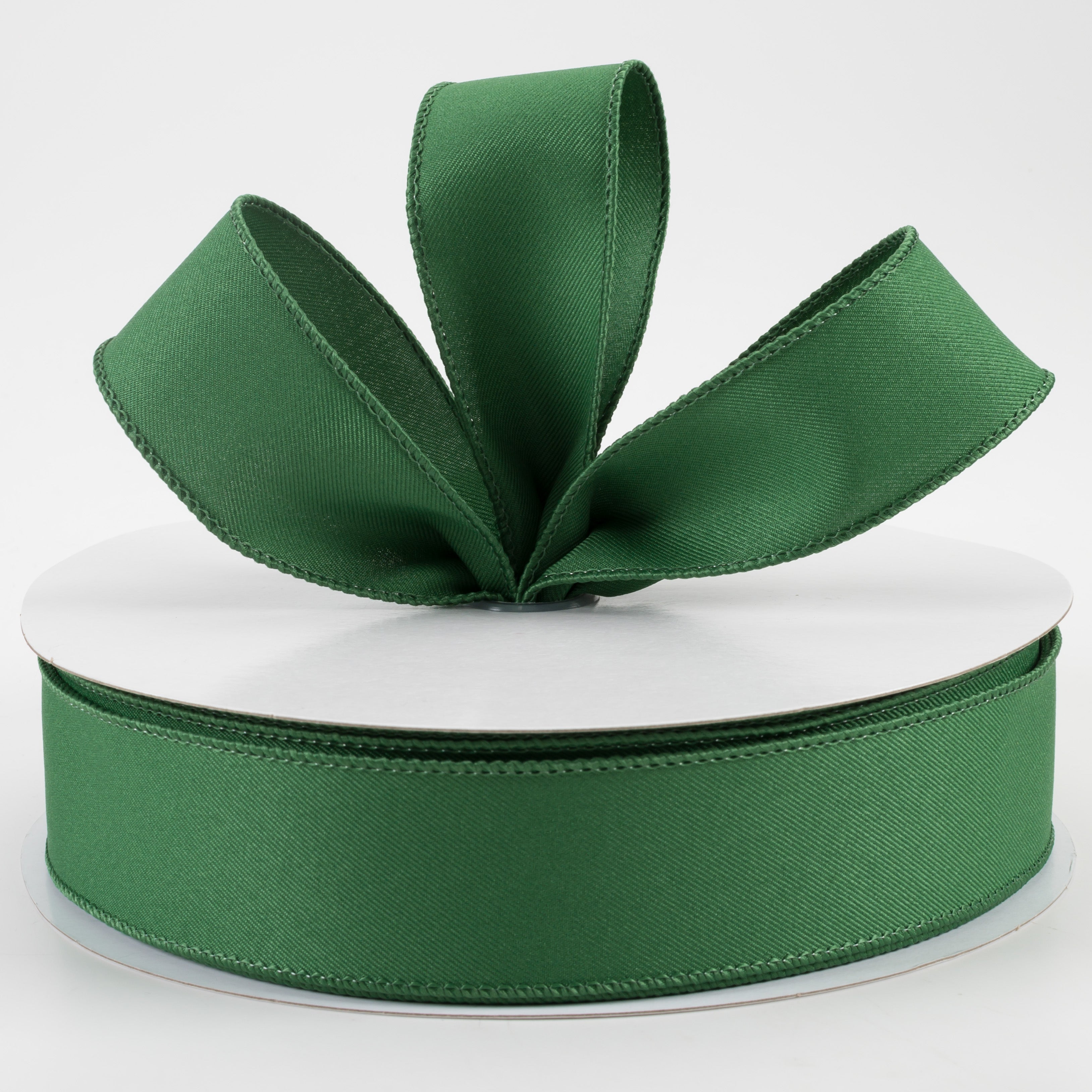 1.5" Diagonal Weave Fabric Ribbon: Emerald Green (50 Yards) Lifestyle Photo