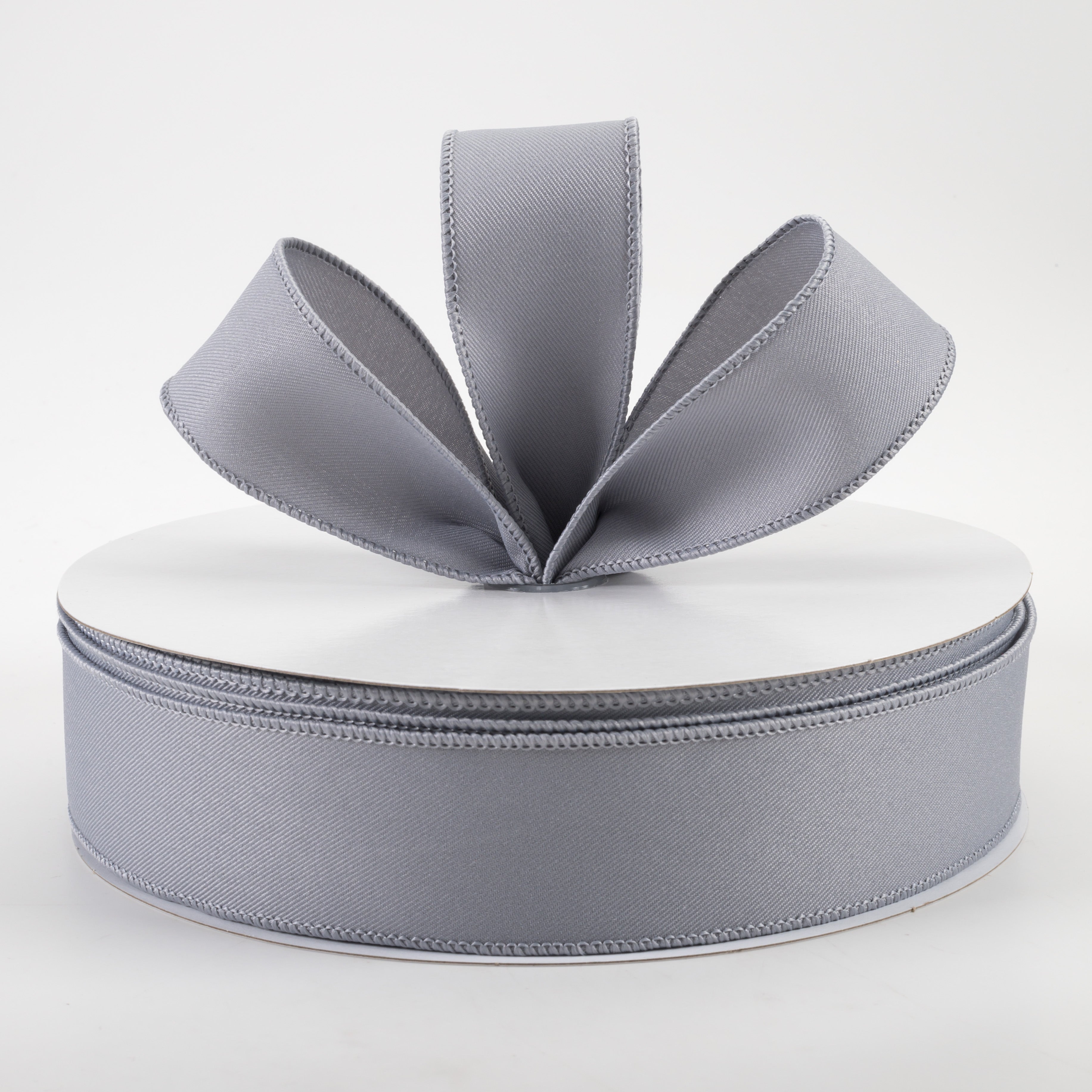 1.5" Diagonal Weave Fabric Ribbon: Grey (50 Yards) Lifestyle Photo