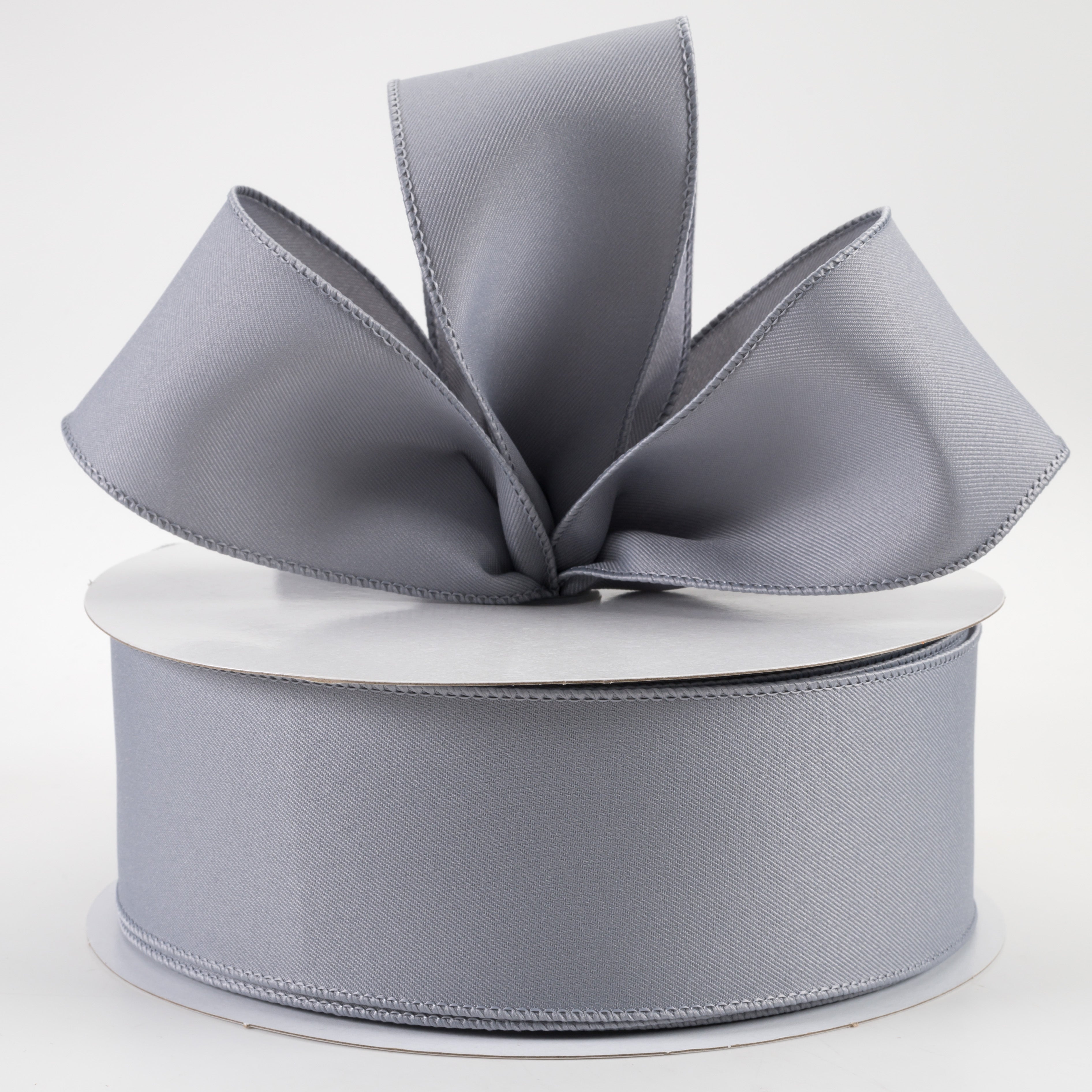 2.5" Diagonal Weave Fabric Ribbon: Grey (50 Yards) Lifestyle Photo