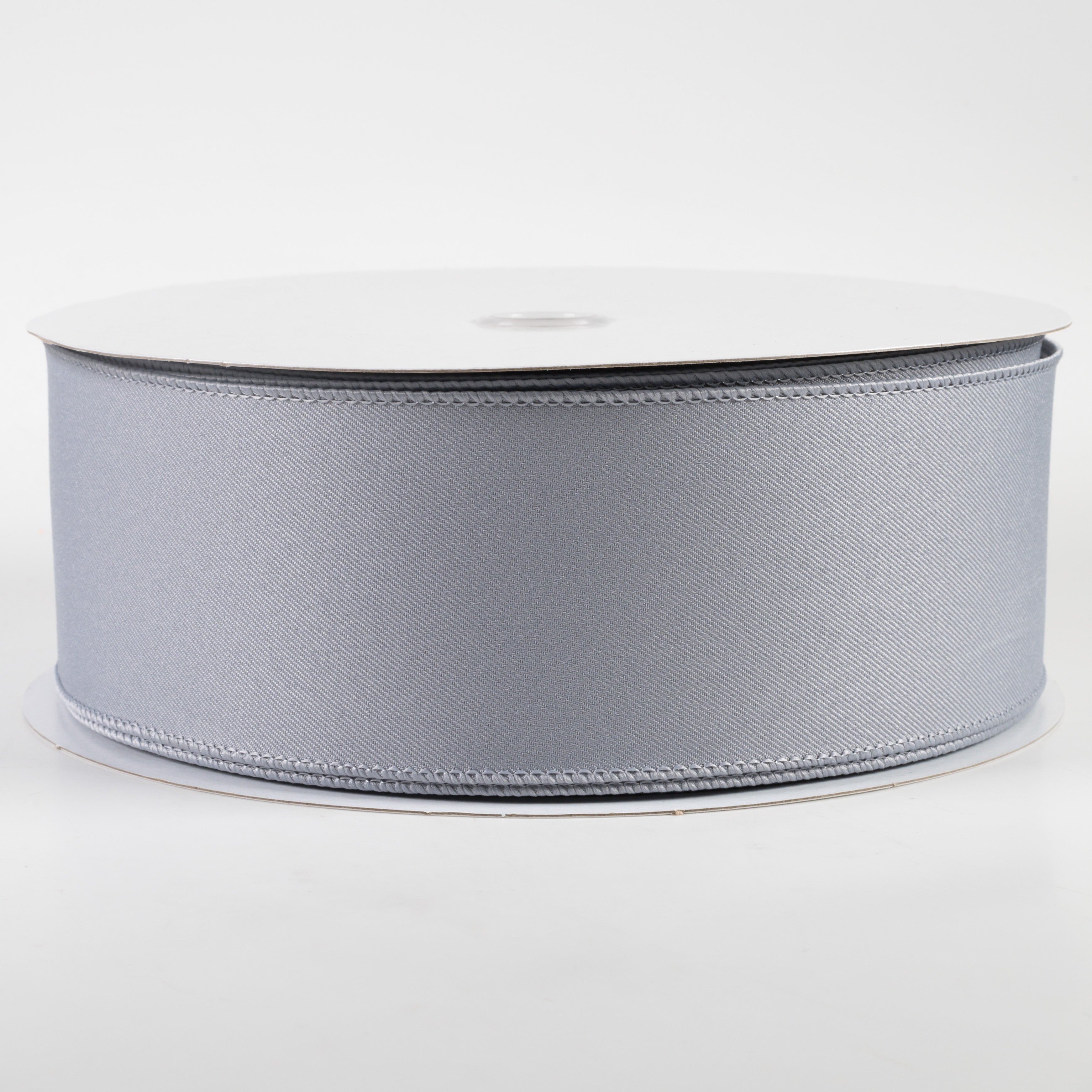 2.5" Diagonal Weave Fabric Ribbon: Grey (50 Yards)