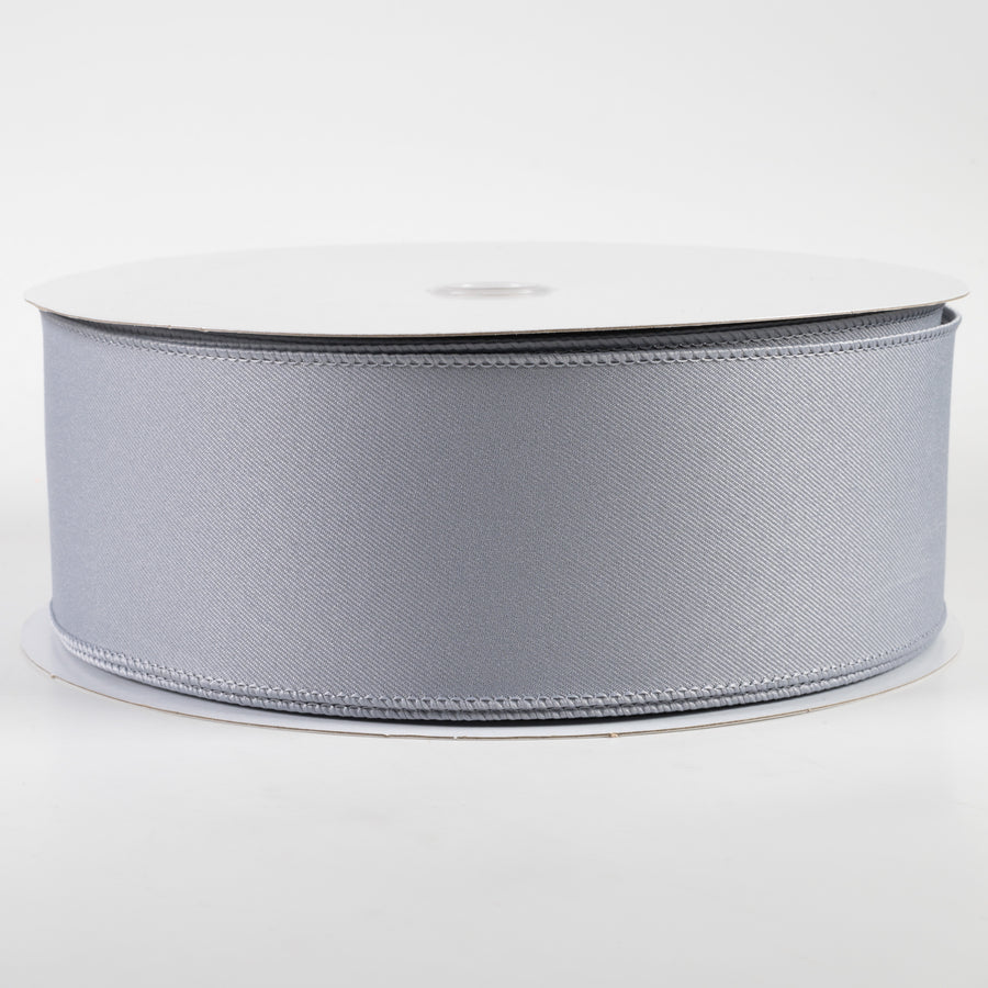 2.5" Diagonal Weave Fabric Ribbon: Grey (50 Yards)