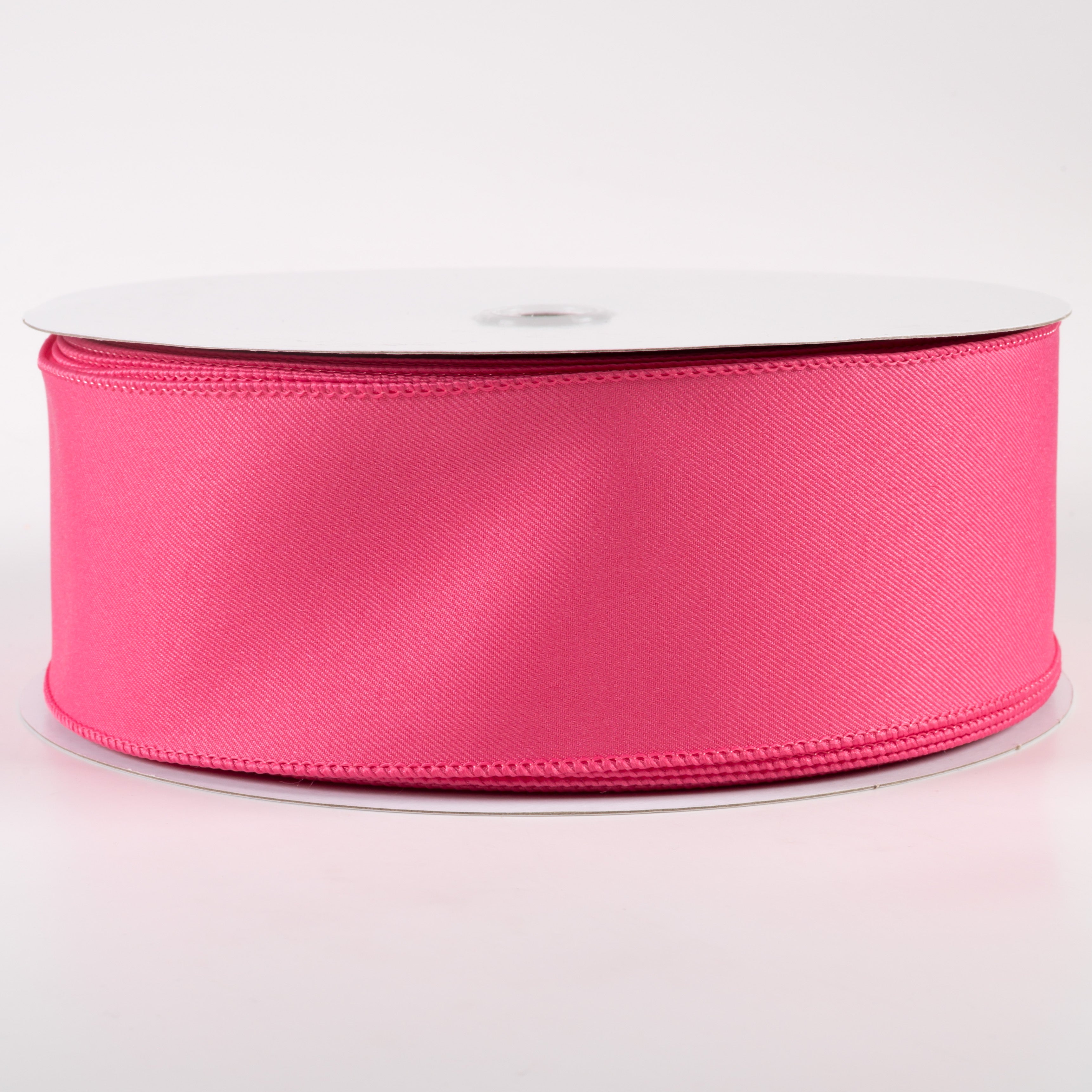 2.5" Diagonal Weave Fabric Ribbon: Hot Pink (50 Yards)