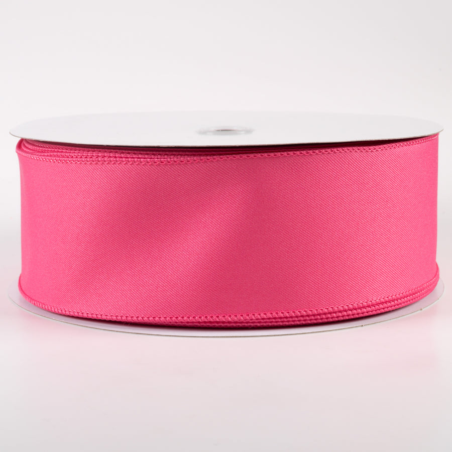 2.5" Diagonal Weave Fabric Ribbon: Hot Pink (50 Yards)