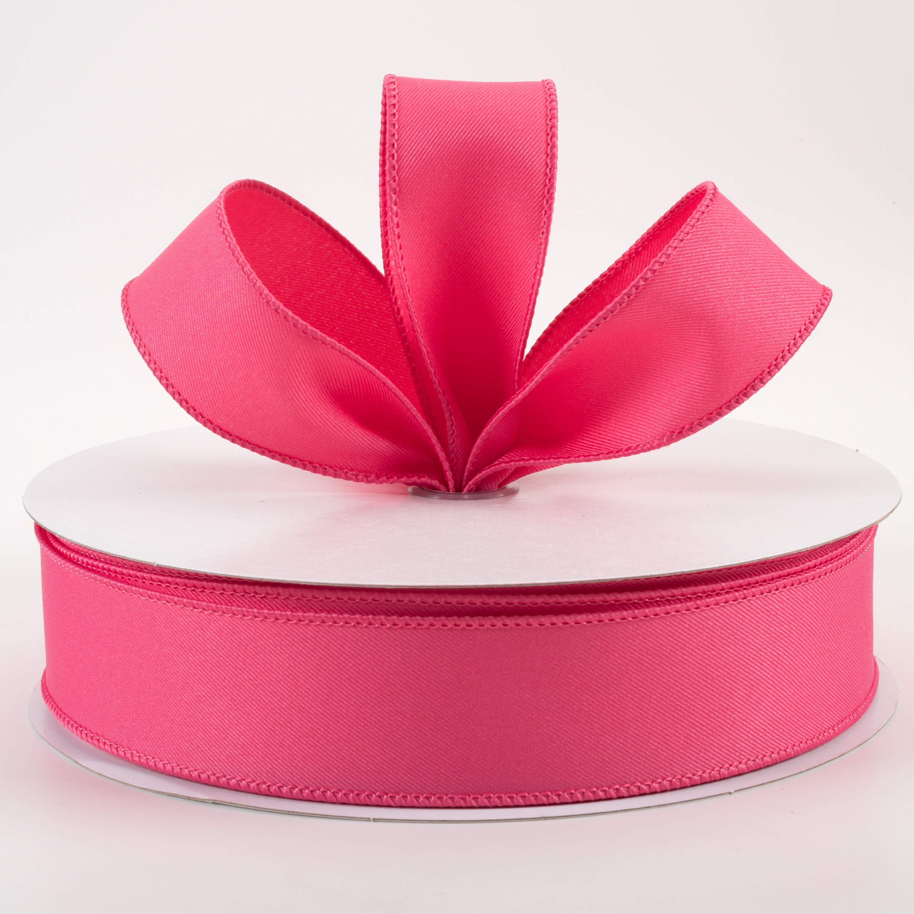 1.5" Diagonal Weave Fabric Ribbon: Hot Pink (50 Yards) Lifestyle Photo