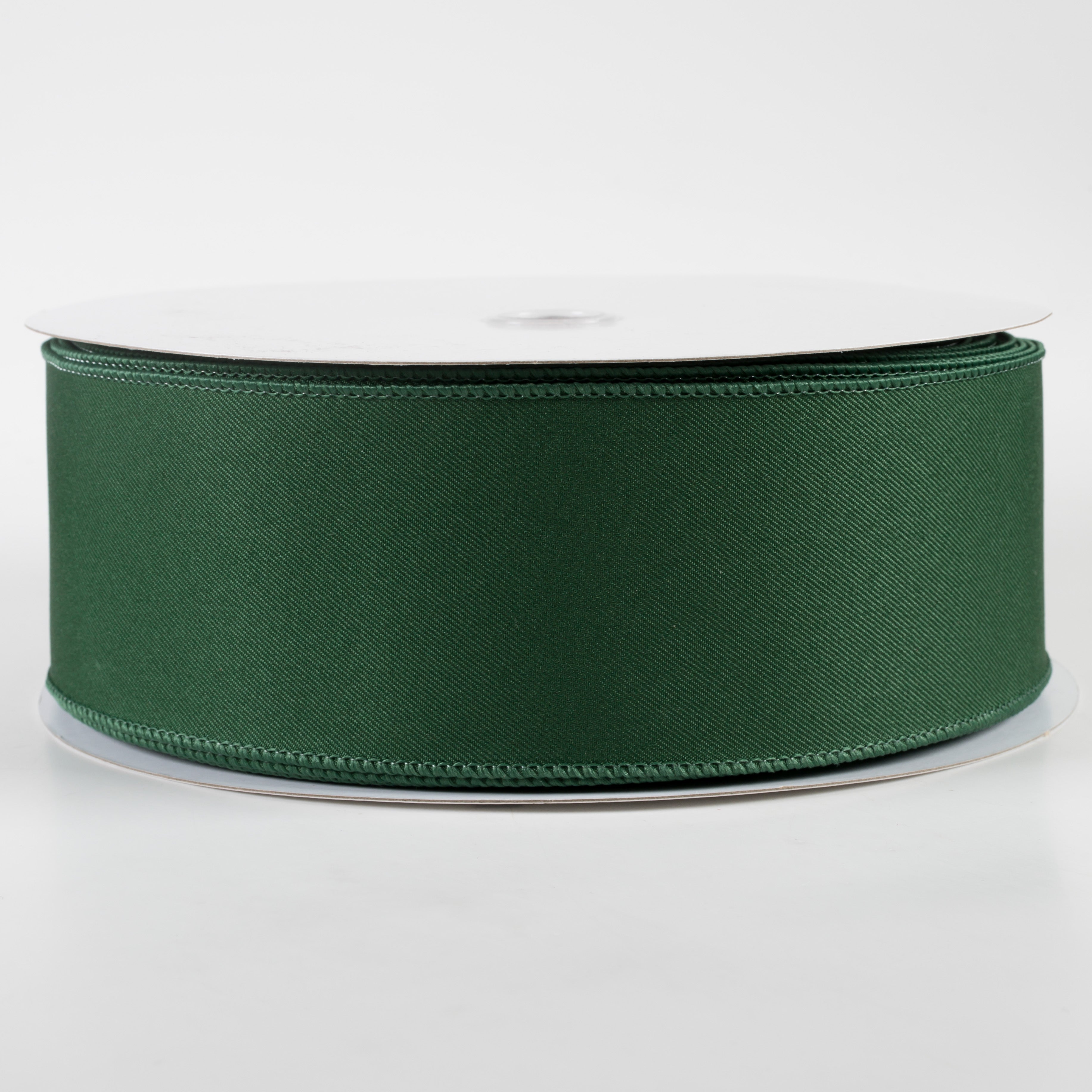 2.5" Diagonal Weave Fabric Ribbon: Hunter Green (50 Yards)