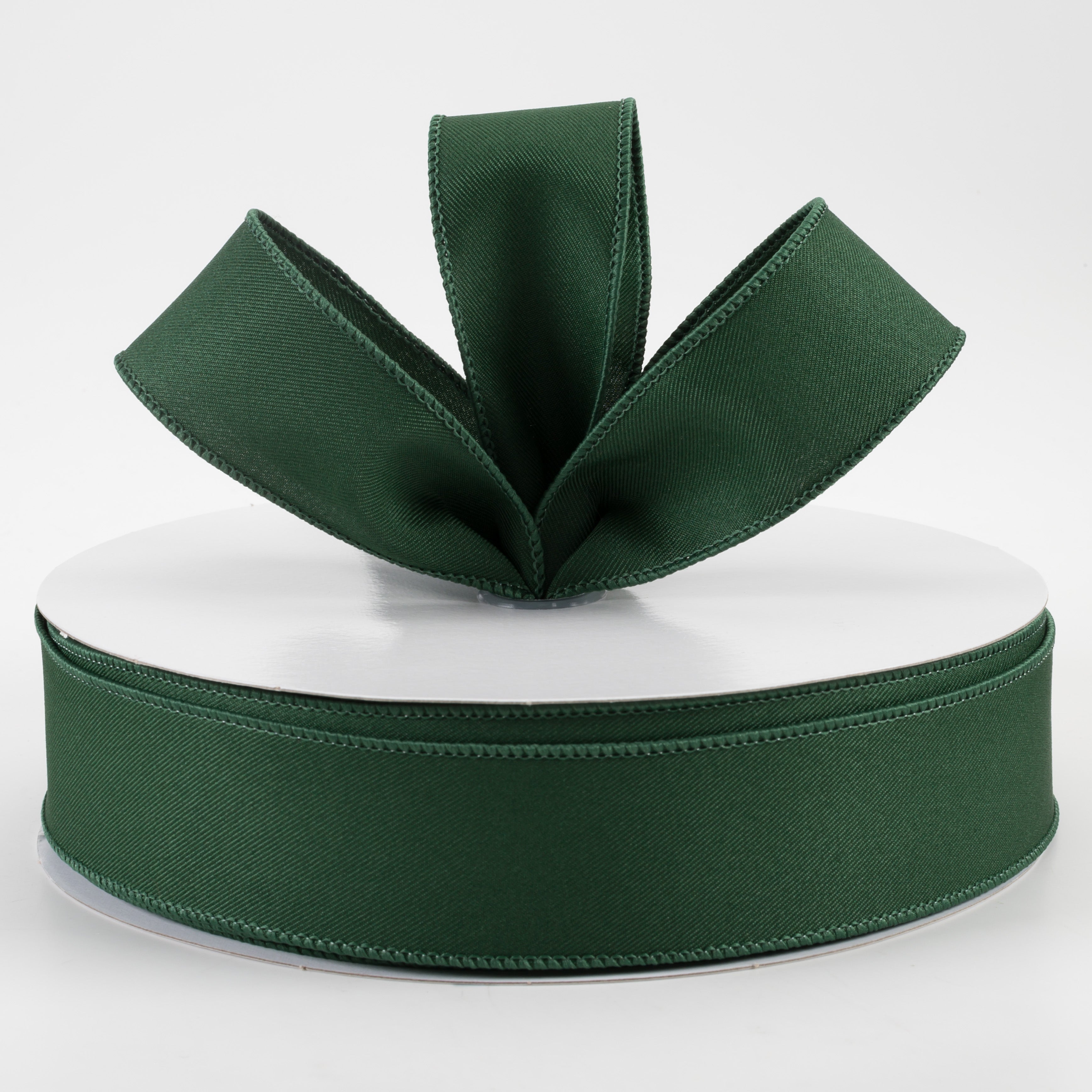 1.5" Diagonal Weave Fabric Ribbon: Hunter Green (50 Yards) Lifestyle Photo