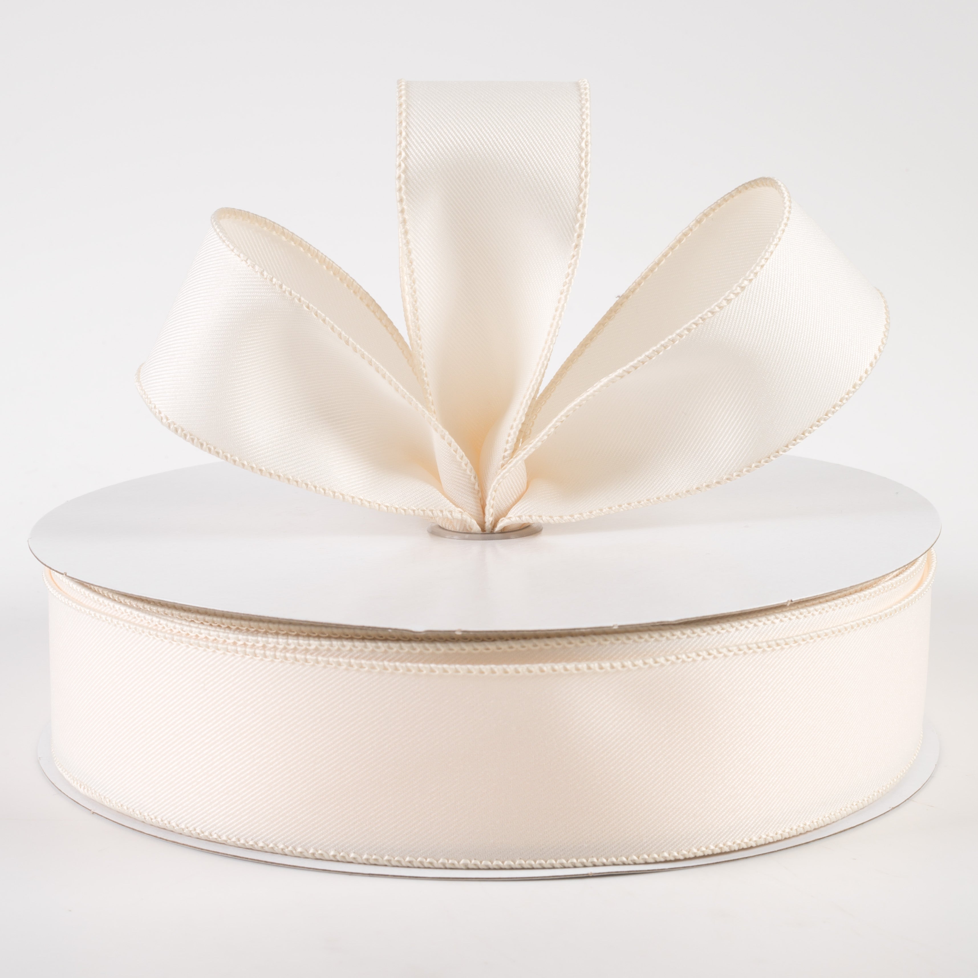 1.5" Diagonal Weave Fabric Ribbon: Ivory (50 Yards) Lifestyle Photo