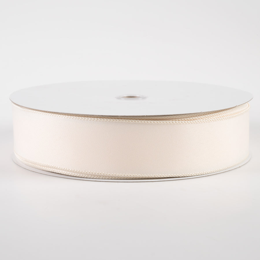 1.5" Diagonal Weave Fabric Ribbon: Ivory (50 Yards)