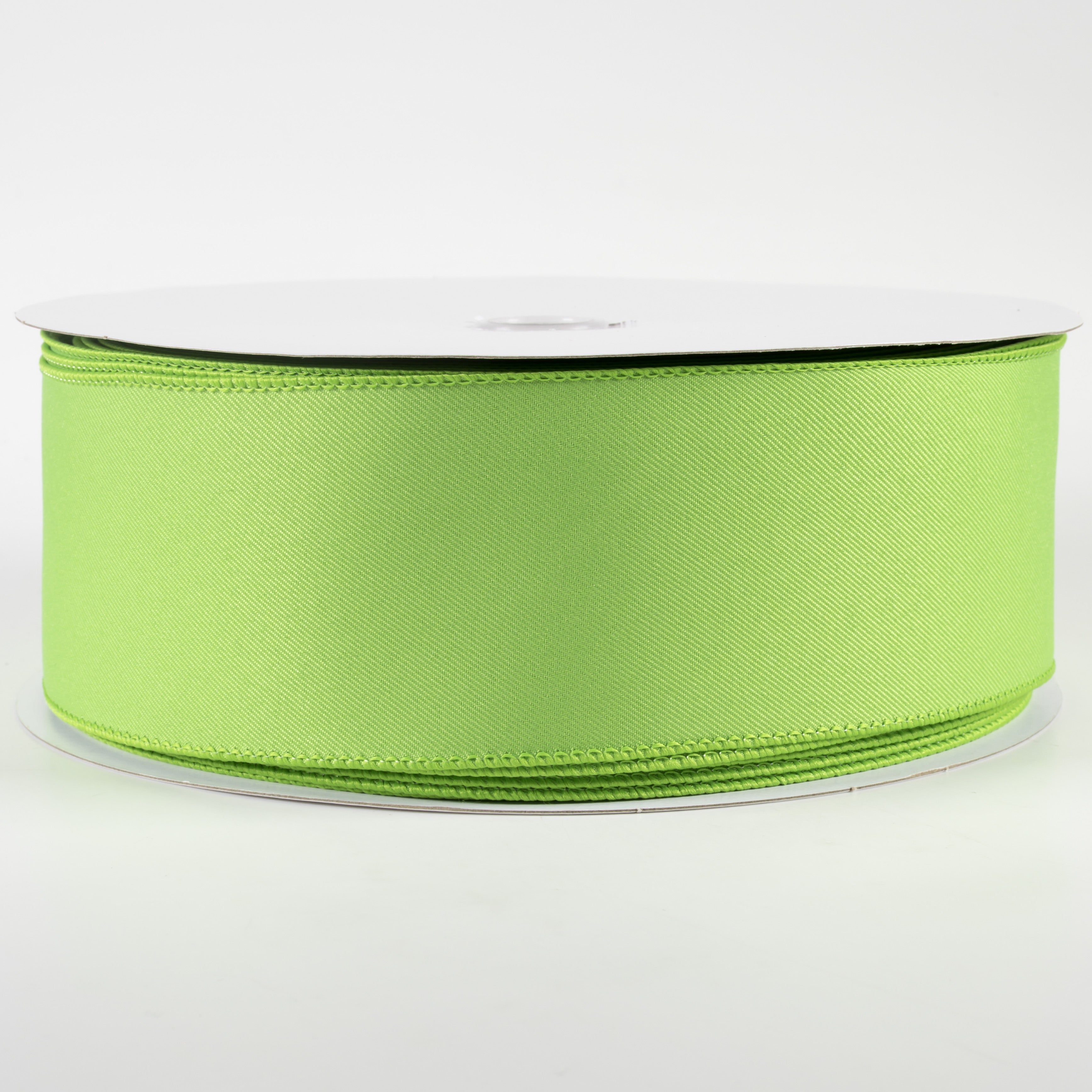 2.5" Diagonal Weave Fabric Ribbon: Lime Green (50 Yards)