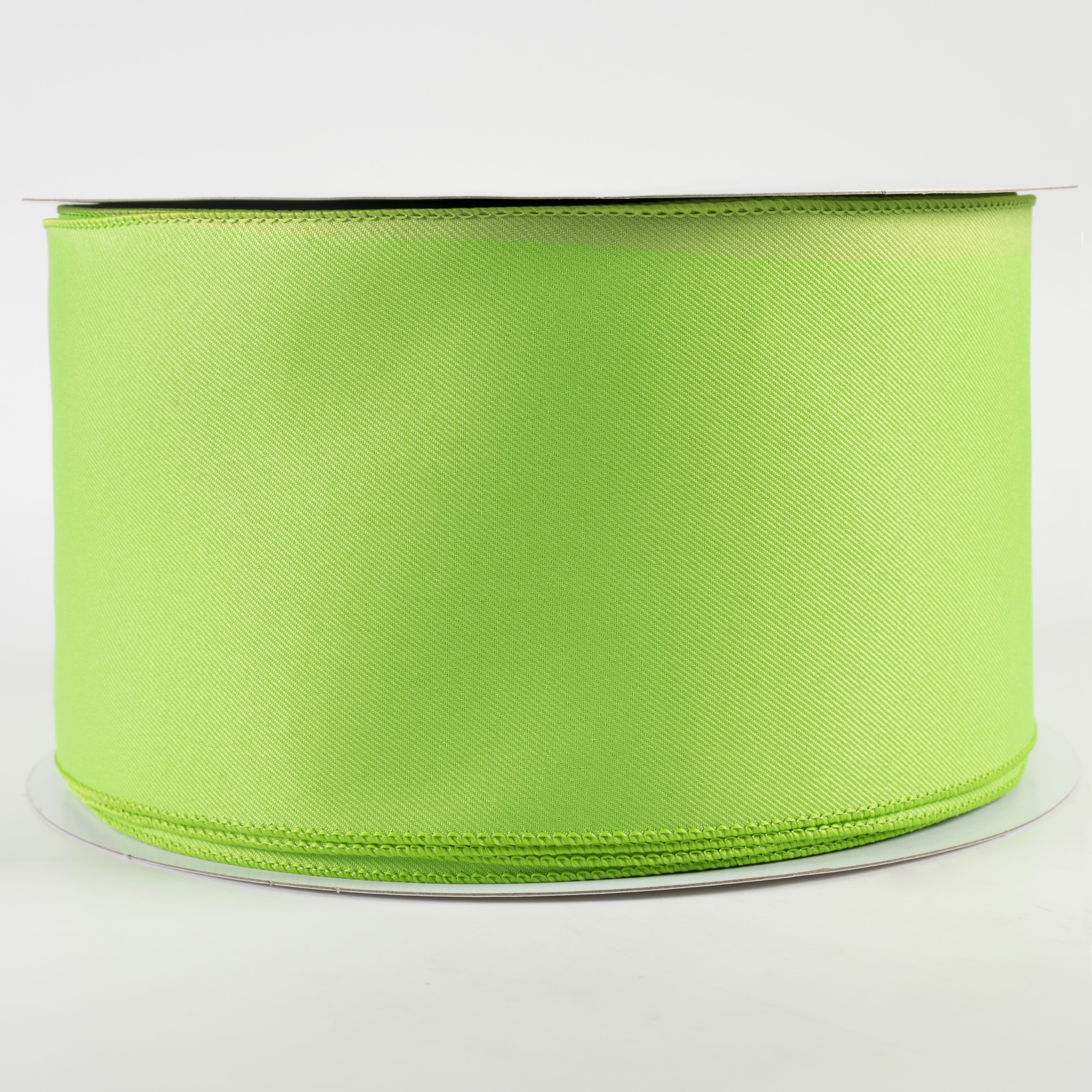 4" Diagonal Weave Fabric Ribbon: Lime Green (50 Yards)