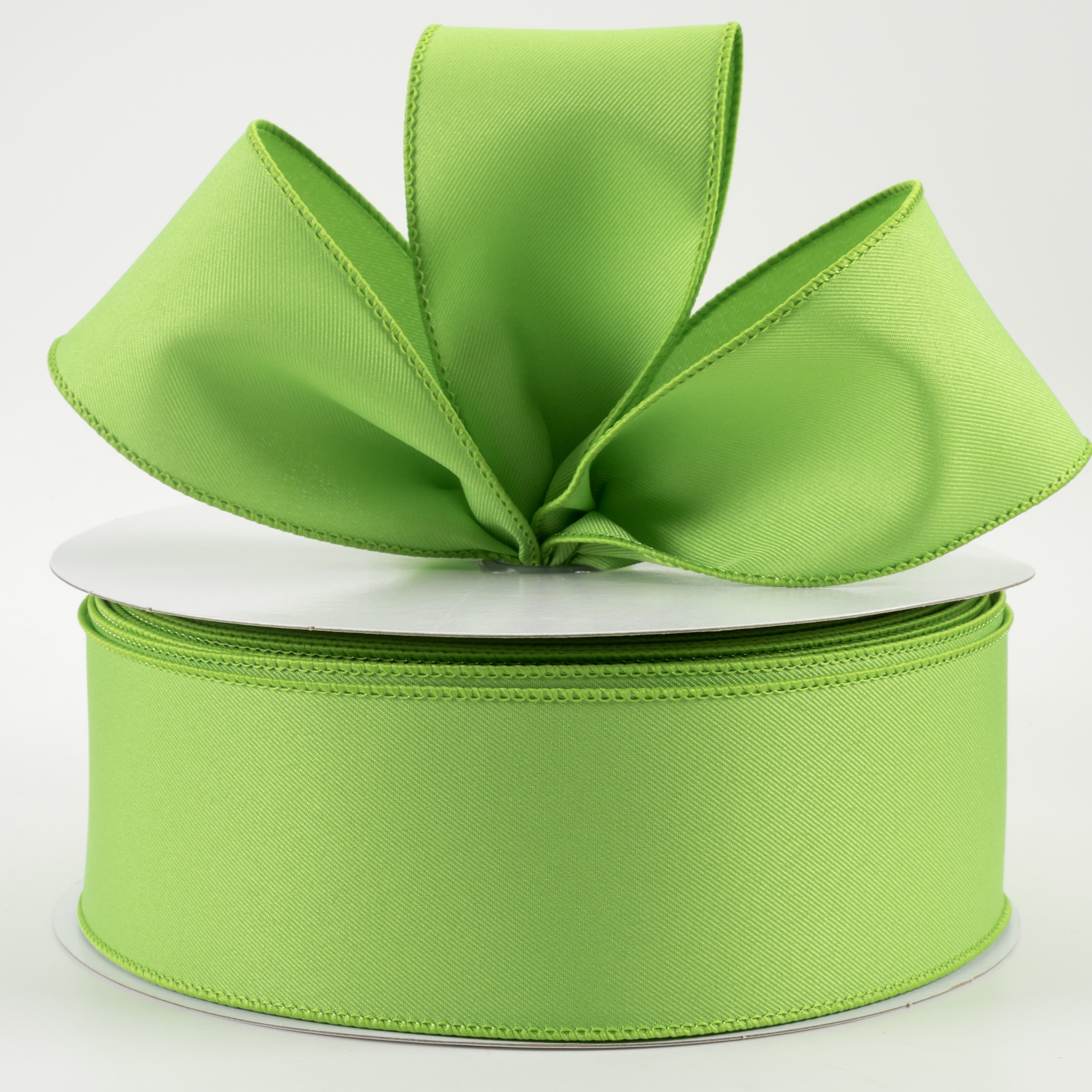 2.5" Diagonal Weave Fabric Ribbon: Lime Green (50 Yards) Lifestyle Photo