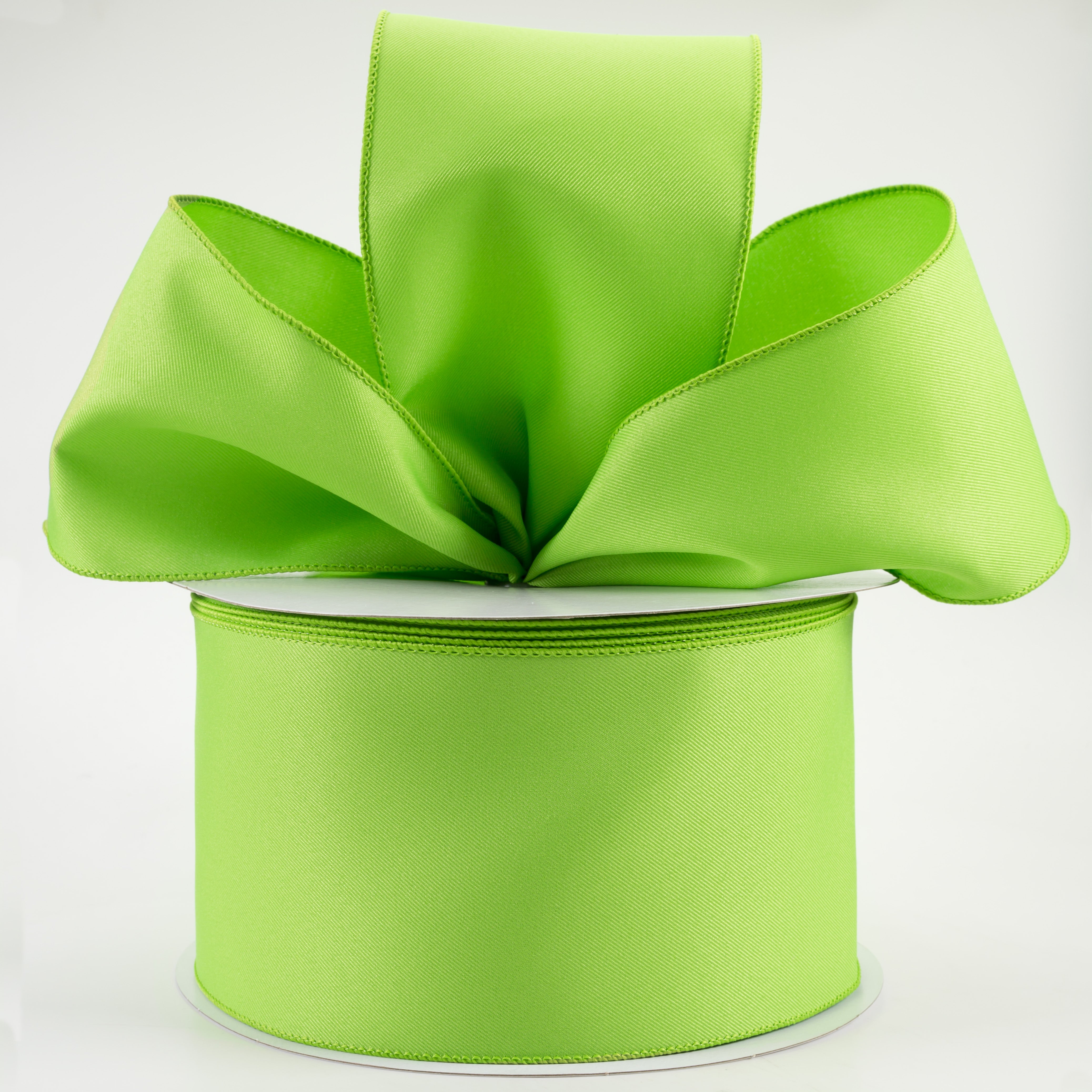 4" Diagonal Weave Fabric Ribbon: Lime Green (50 Yards) Lifestyle Photo