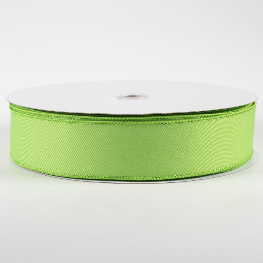 1.5" Diagonal Weave Fabric Ribbon: Lime Green (50 Yards)