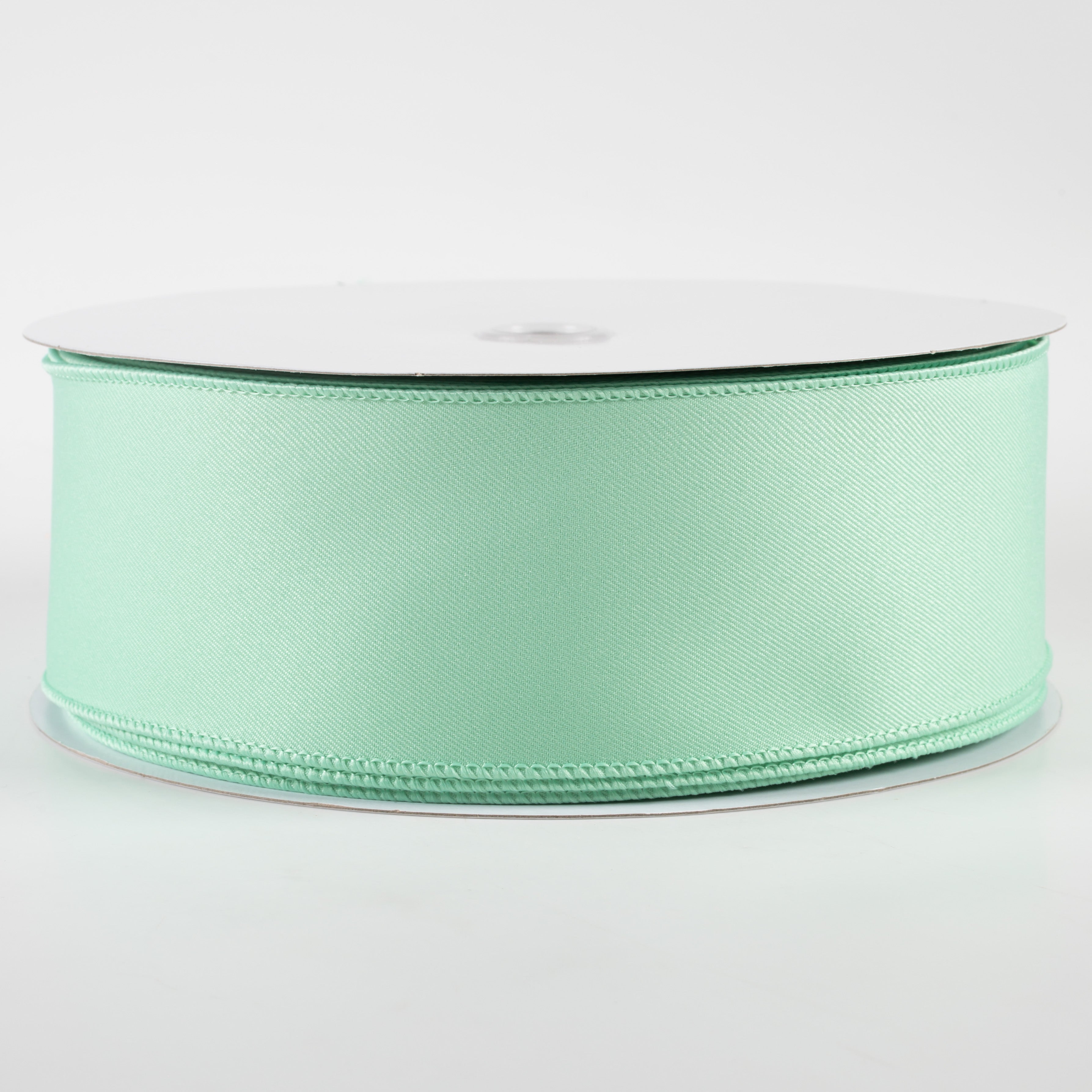 2.5" Diagonal Weave Fabric Ribbon: Mint (50 Yards)