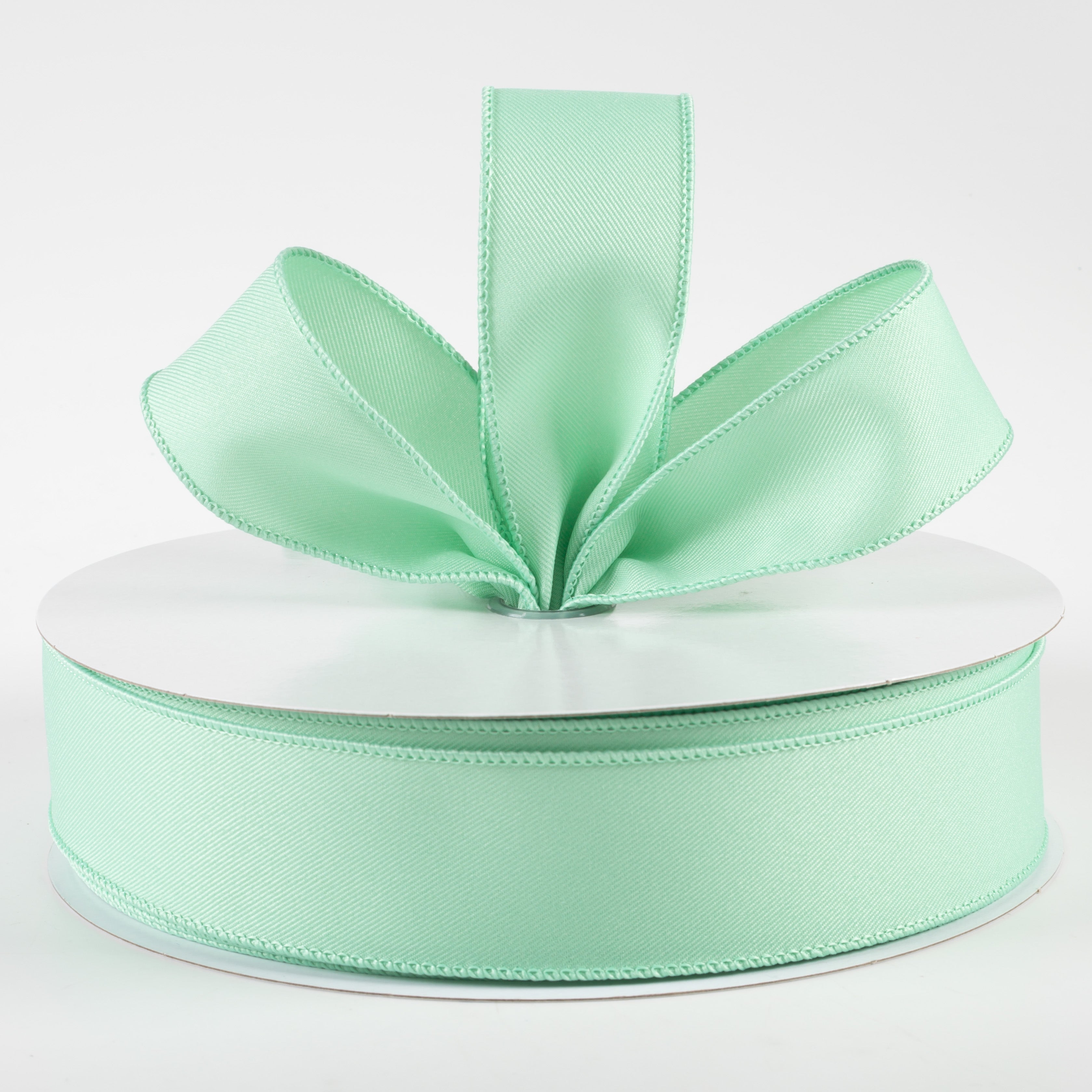 1.5" Diagonal Weave Fabric Ribbon: Mint (50 Yards) Lifestyle Photo