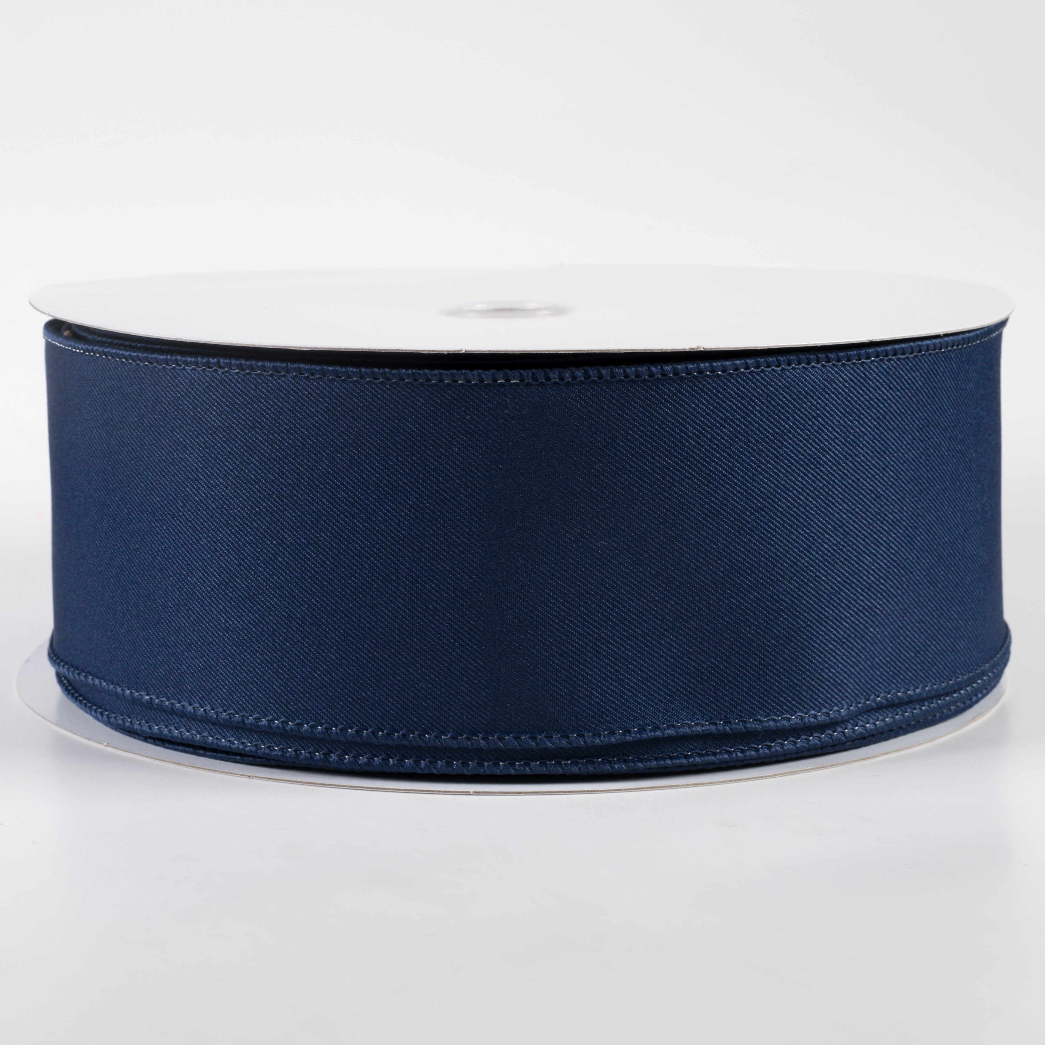 2.5" Diagonal Weave Fabric Ribbon: Navy Blue (50 Yards)