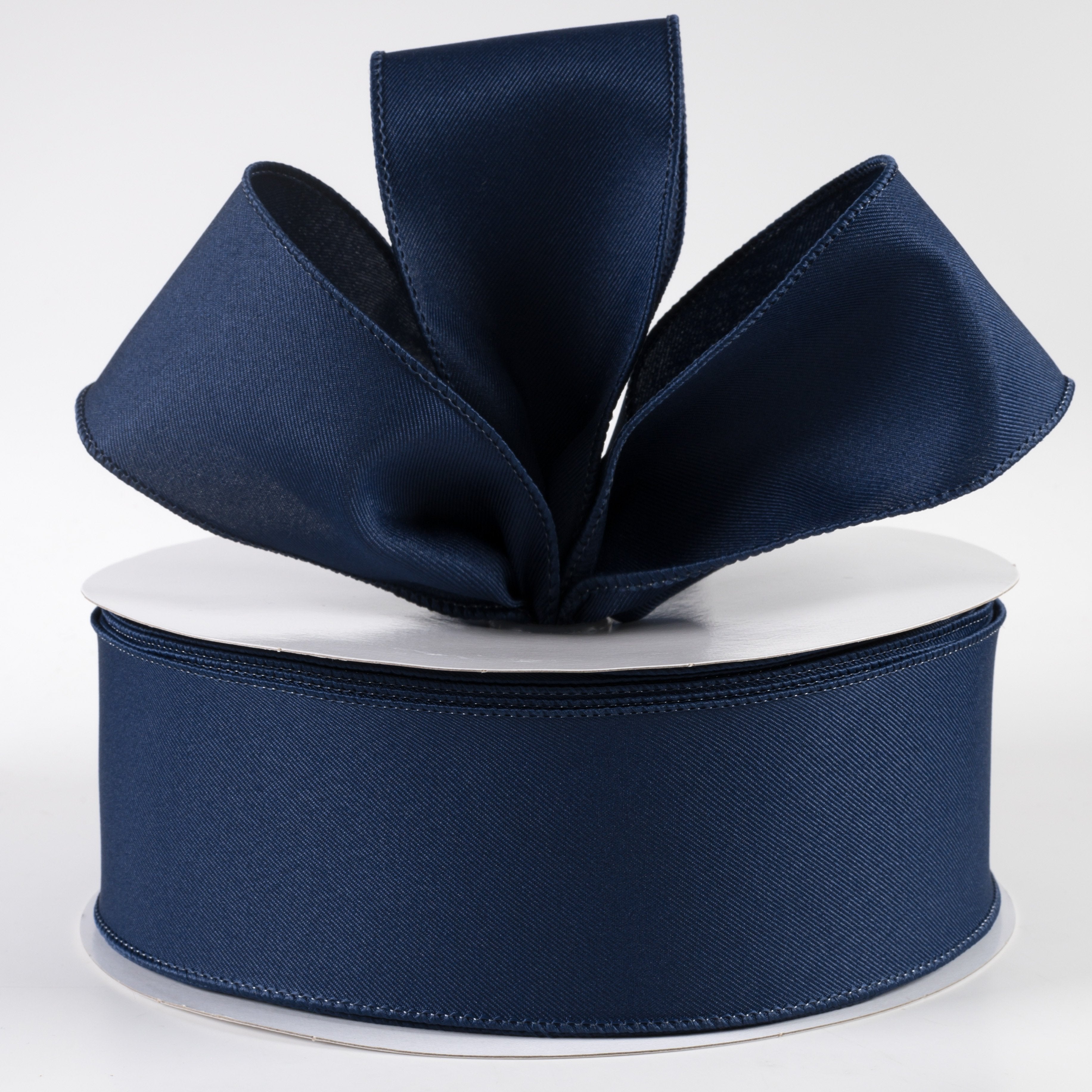 2.5" Diagonal Weave Fabric Ribbon: Navy Blue (50 Yards) Lifestyle Photo