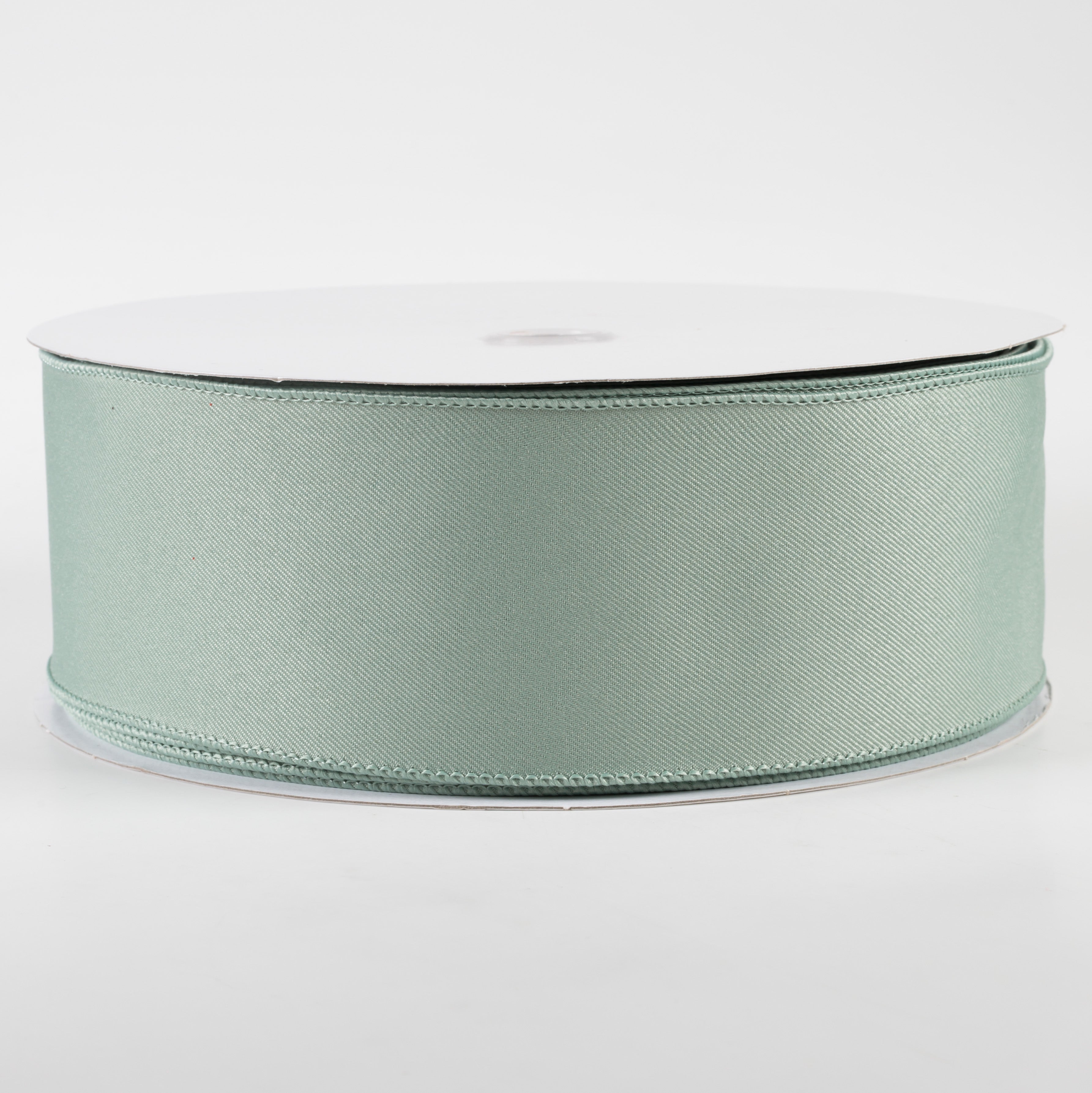 2.5" Diagonal Weave Fabric Ribbon: Sage Green (50 Yards)