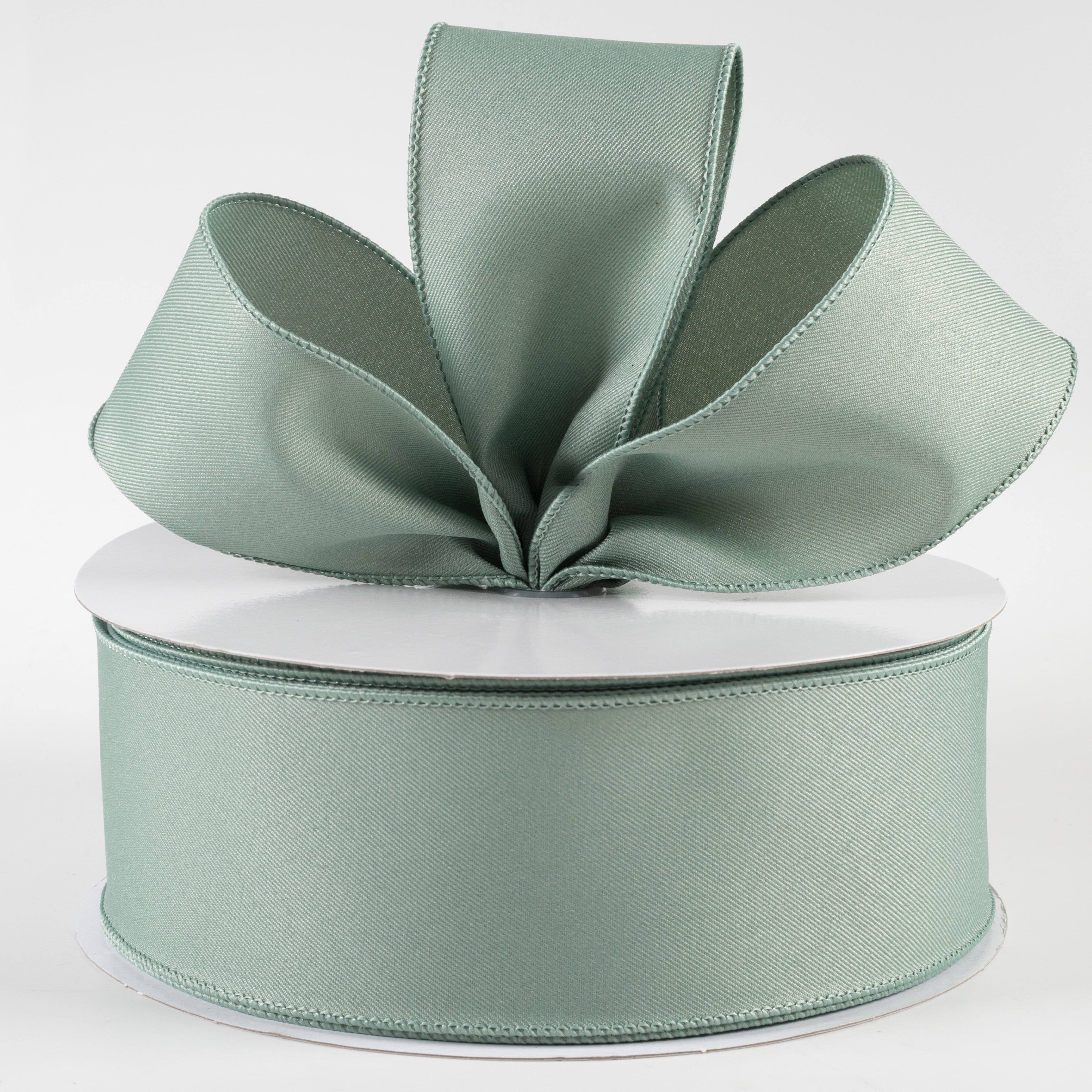 2.5" Diagonal Weave Fabric Ribbon: Sage Green (50 Yards) Lifestyle Photo