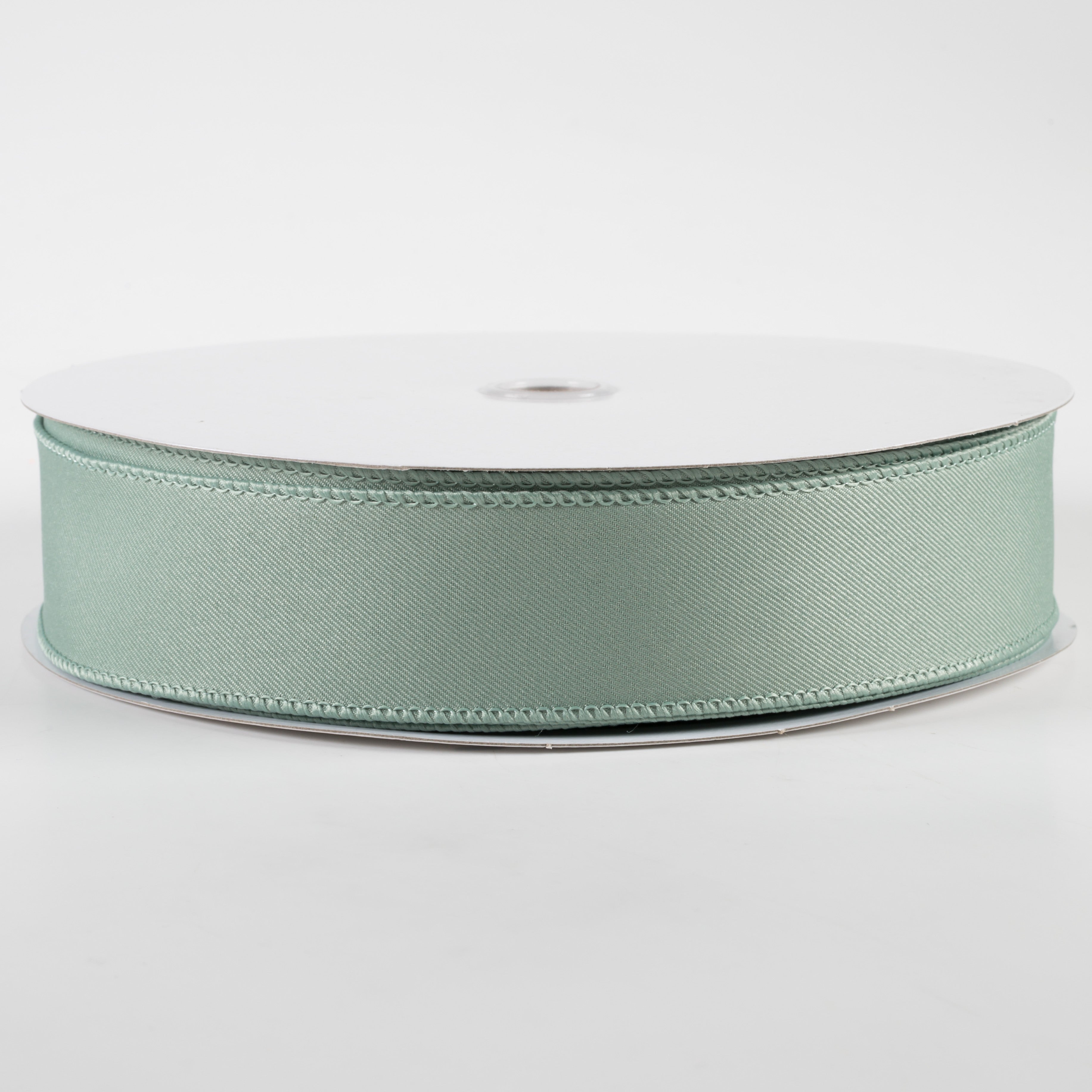 1.5" Diagonal Weave Fabric Ribbon: Sage Green (50 Yards)