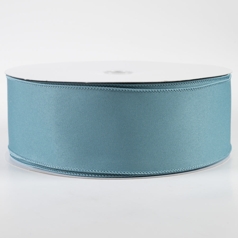 2.5" Diagonal Weave Fabric Ribbon: Smoke Blue (50 Yards)
