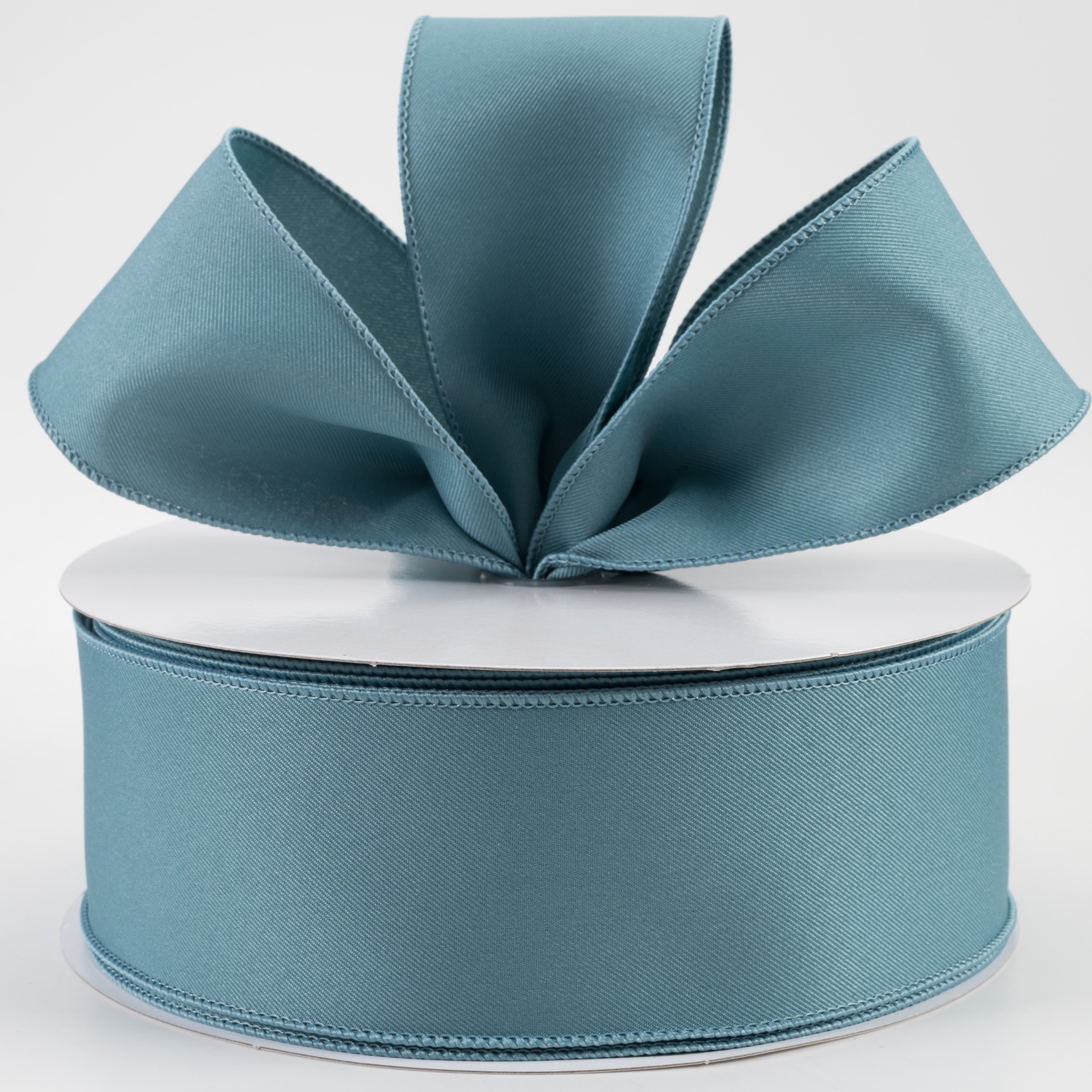 2.5" Diagonal Weave Fabric Ribbon: Smoke Blue (50 Yards) Lifestyle Photo