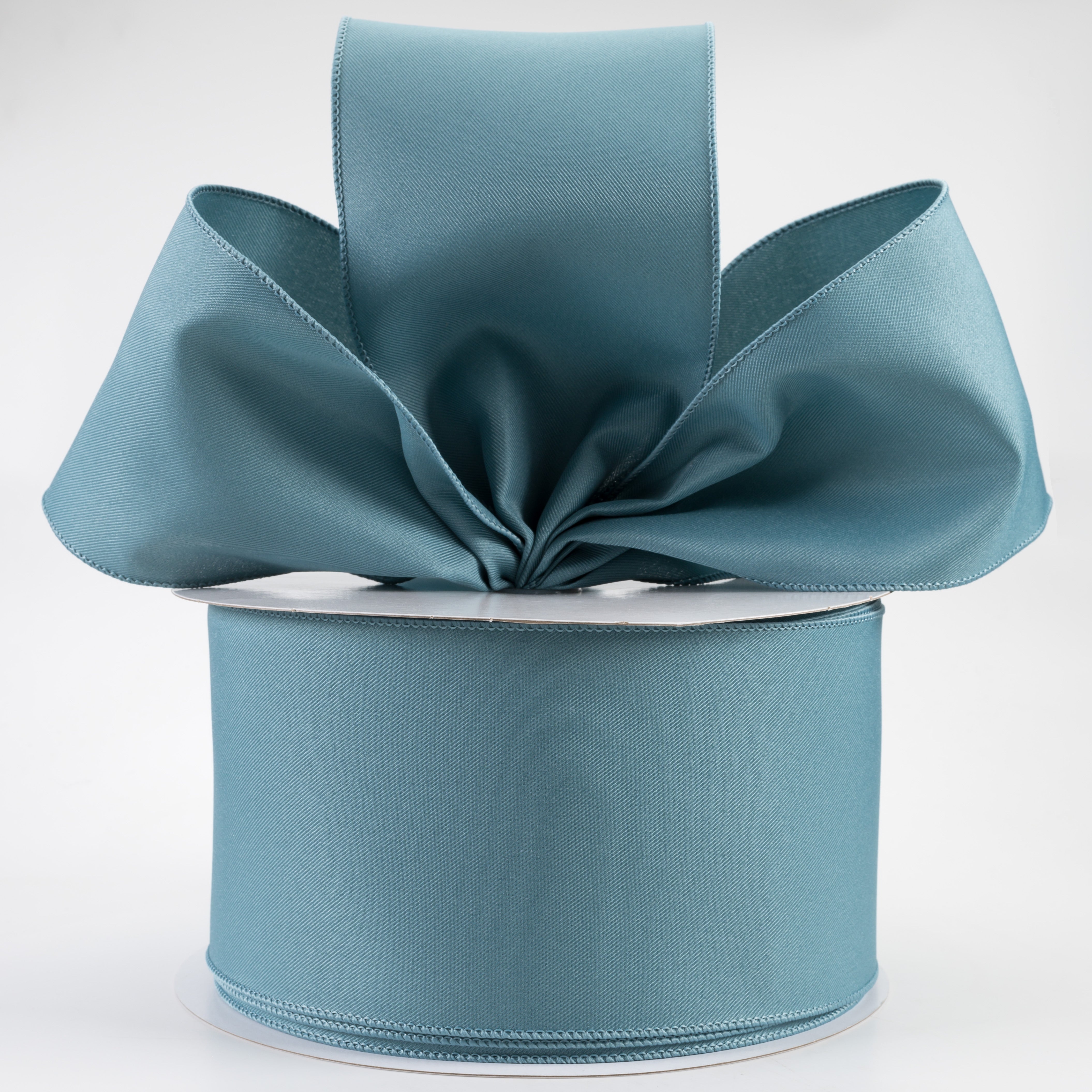 4" Diagonal Weave Fabric Ribbon: Smoke Blue (50 Yards) Lifestyle Photo