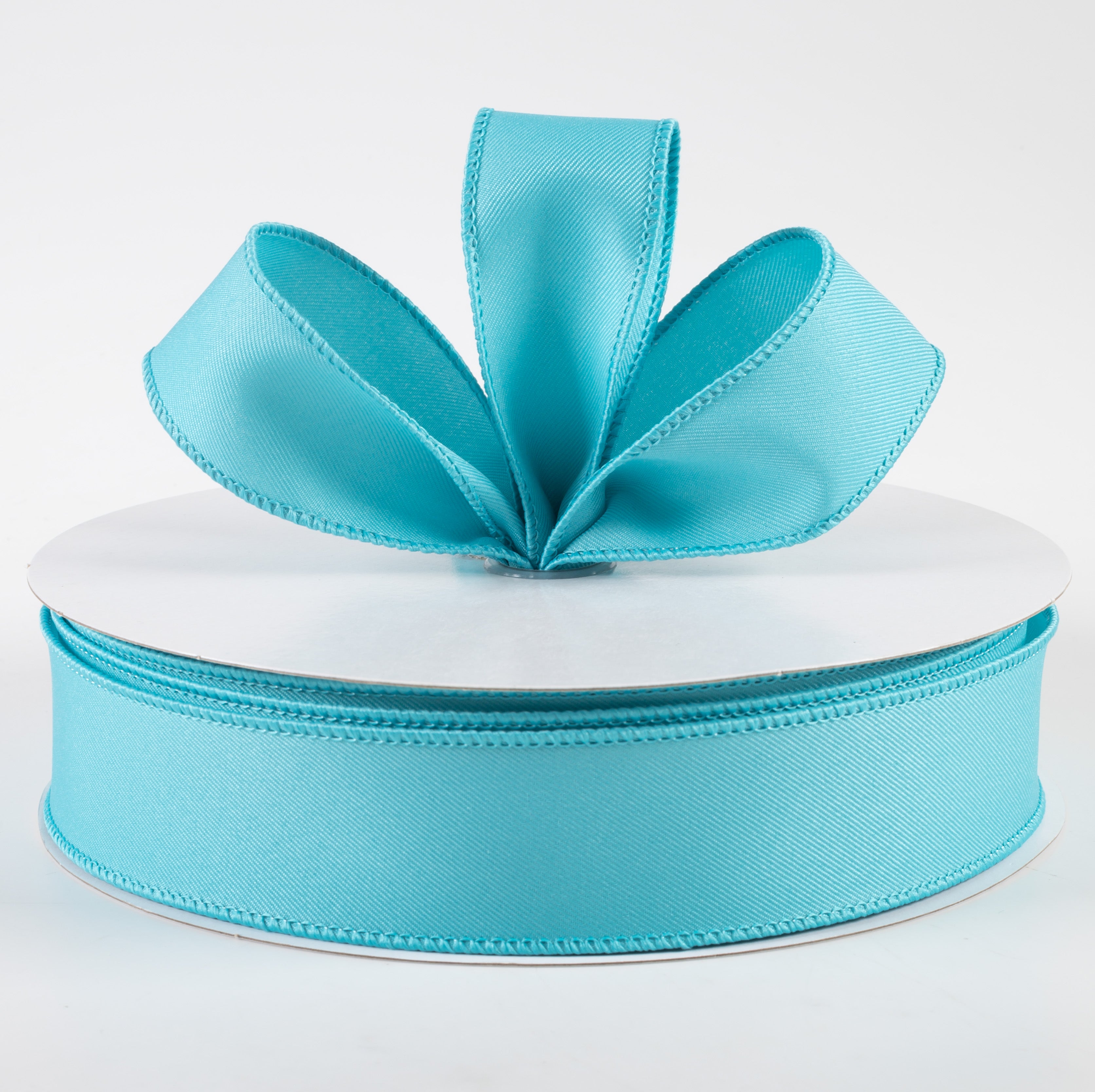 1.5" Diagonal Weave Fabric Ribbon: Turquoise (50 Yards) Lifestyle Photo