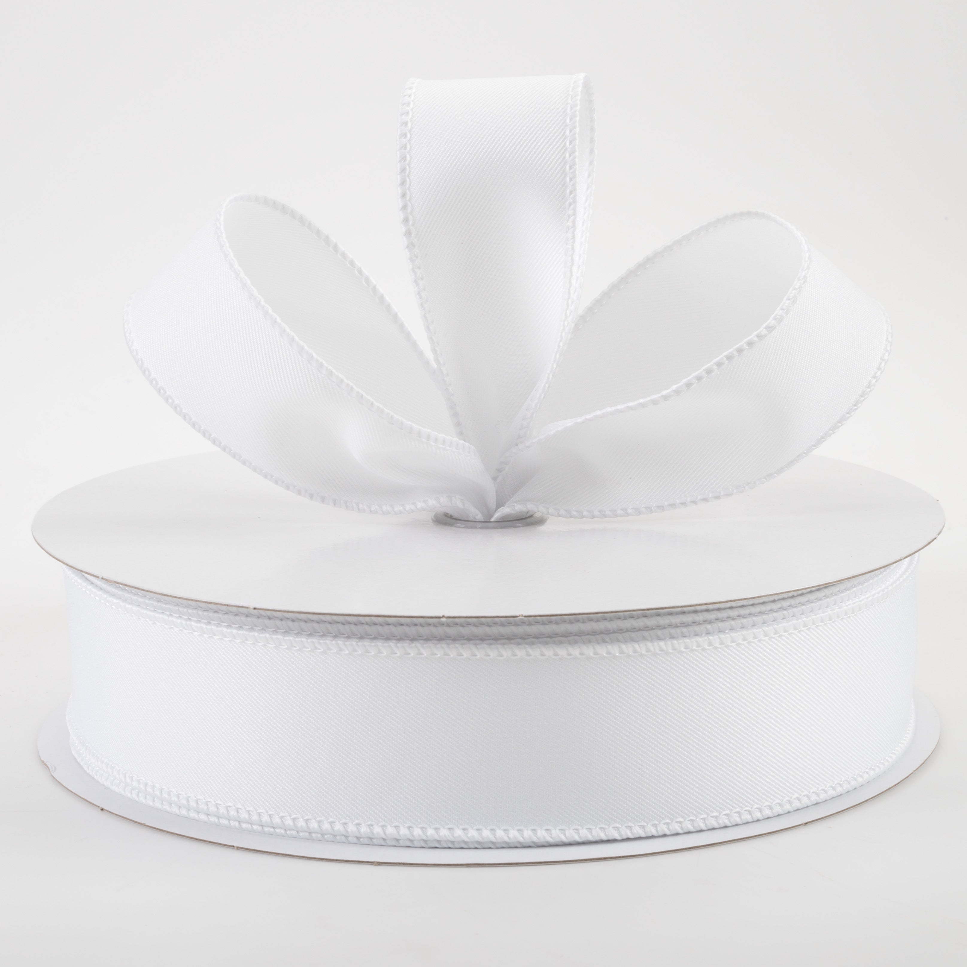 1.5" Diagonal Weave Fabric Ribbon: White (50 Yards) Lifestyle Photo