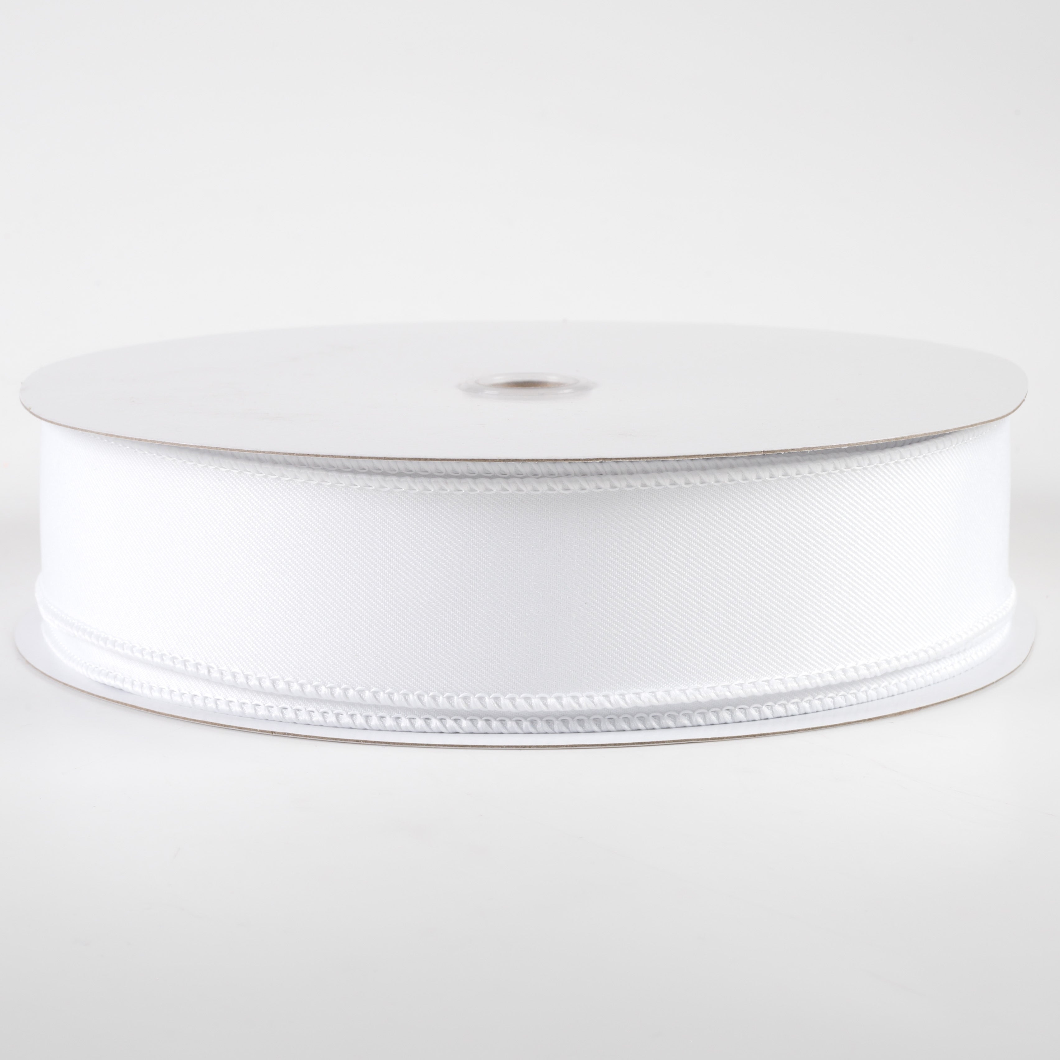 1.5" Diagonal Weave Fabric Ribbon: White (50 Yards)